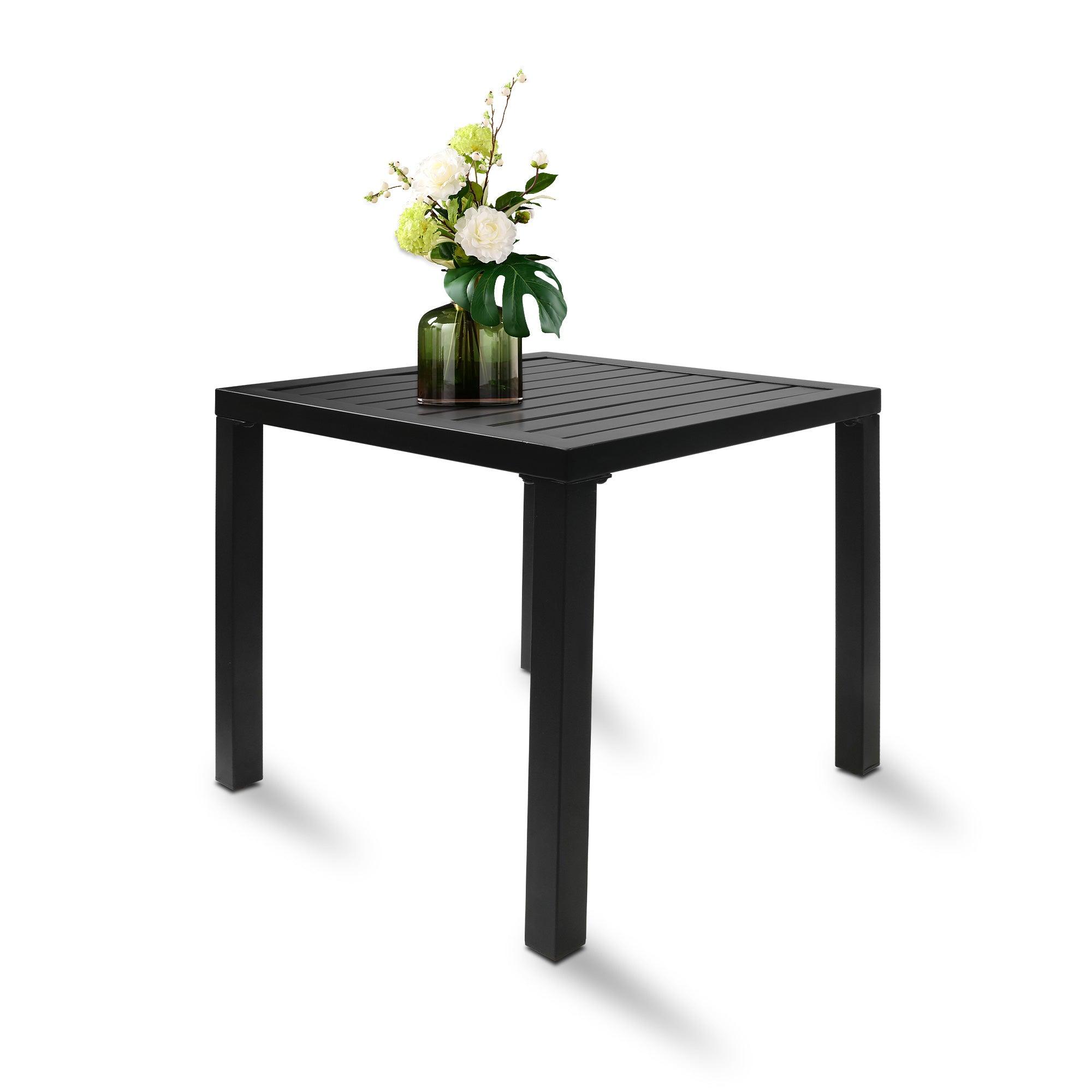 Indoor Outdoor Small Metal Square Side/End Table with Adjustable Legs, Black - Bosonshop