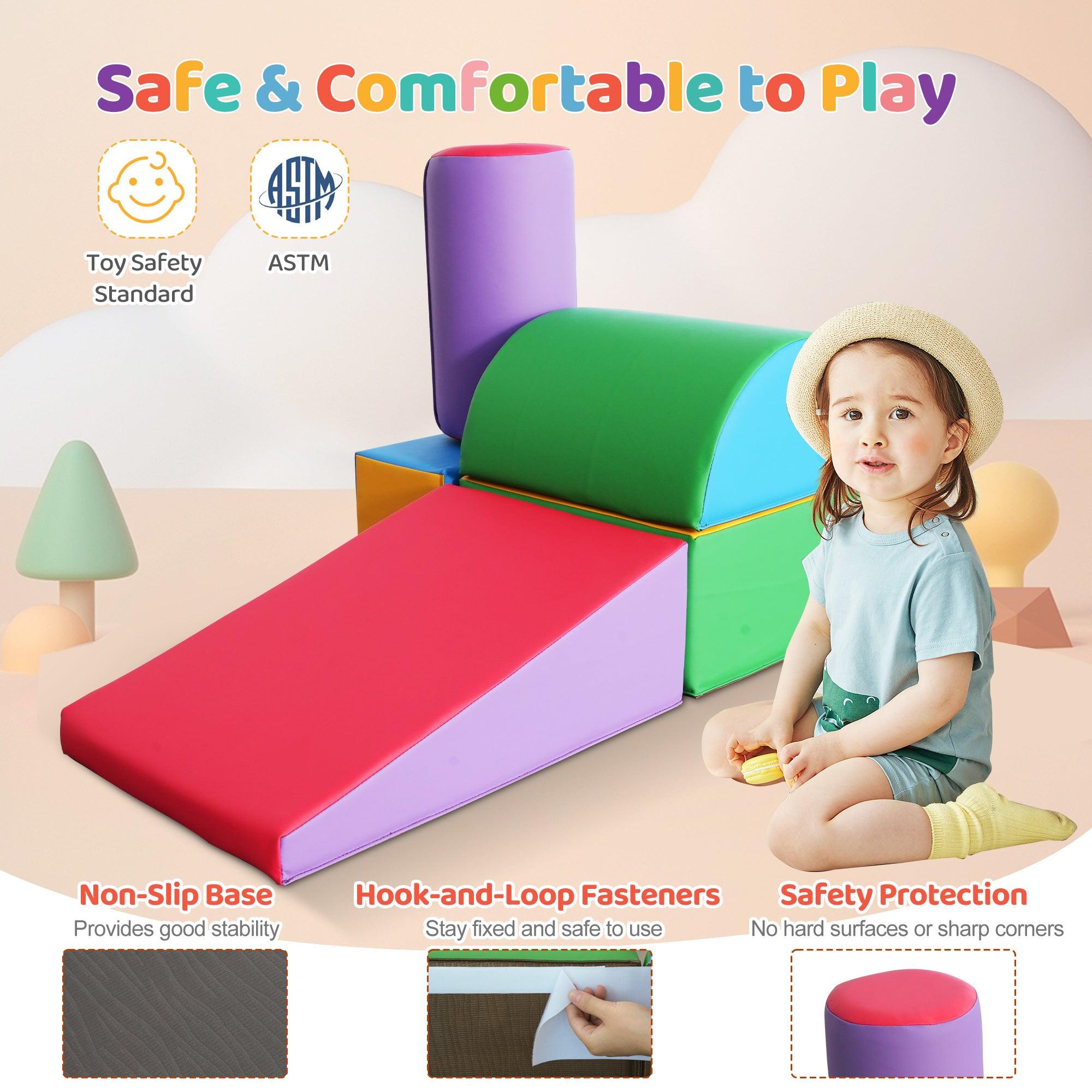 Toddler Climbing Toys 1-3, Toddler Climbing Toys Indoor Play Set, Safe Soft Foam Climbing Blocks, Indoor Activity Play Structures for Toddlers and Children's Homes, Preschool and Daycare, 5 Pieces - Bosonshop