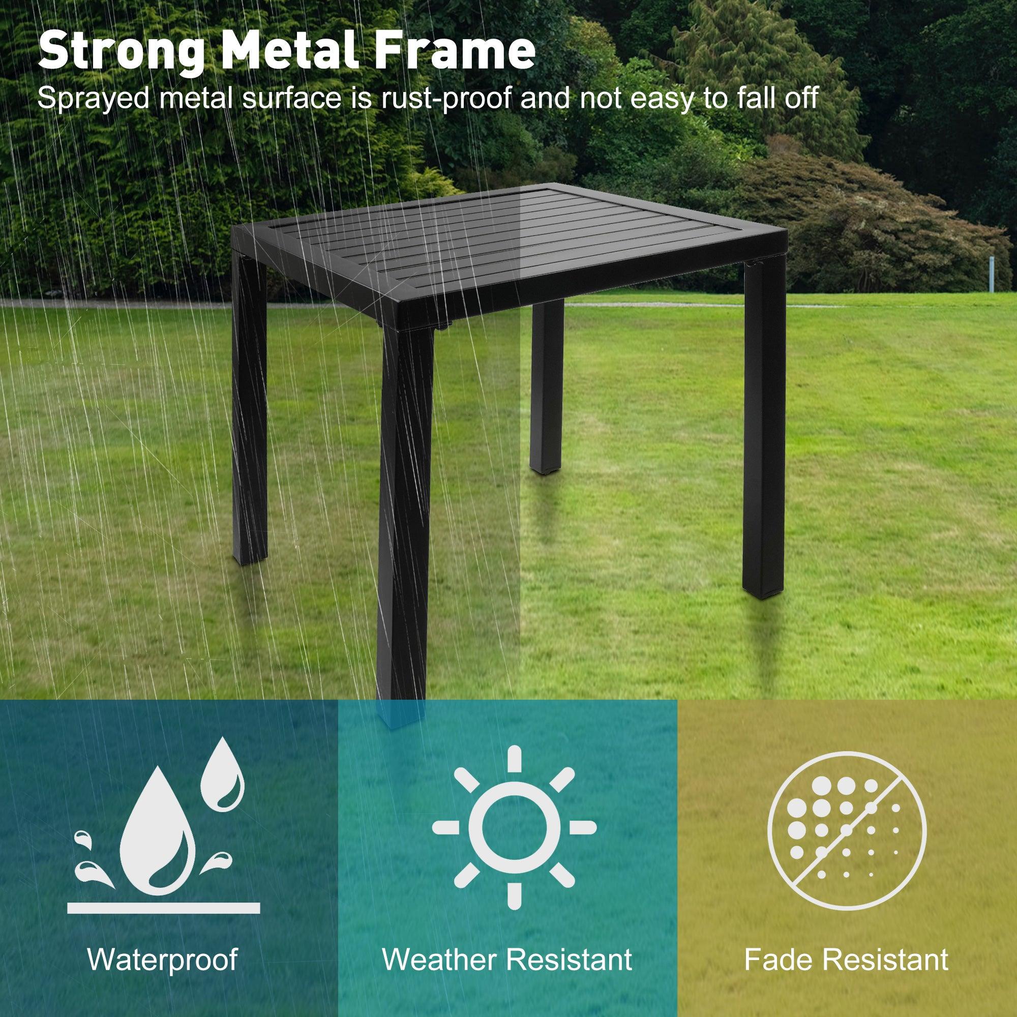 Indoor Outdoor Small Metal Square Side/End Table with Adjustable Legs, Black - Bosonshop