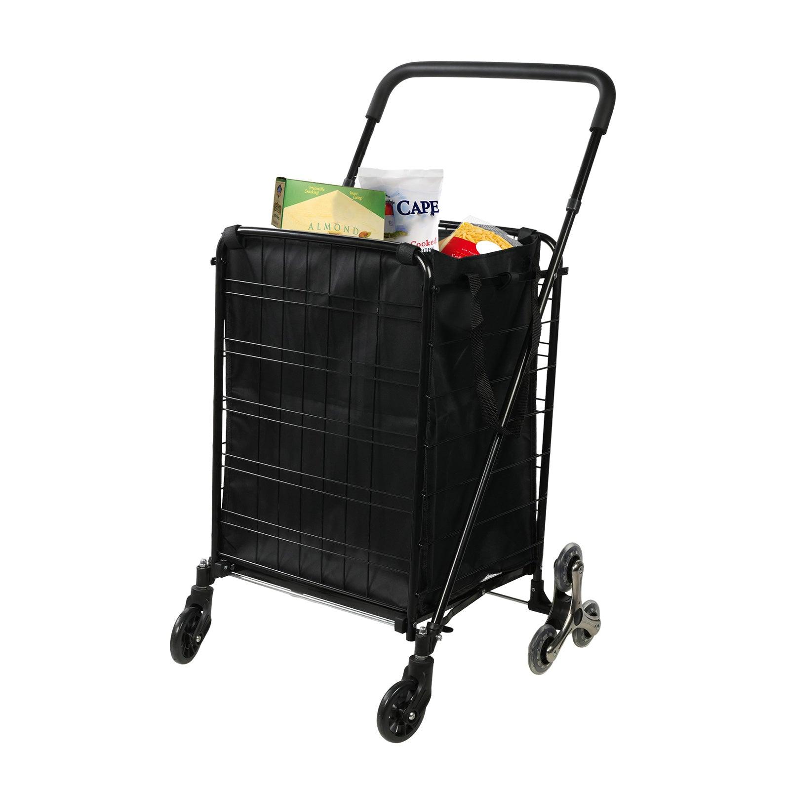 Folding Shopping Cart with Wheels and Removable Cloth Liner Holds Up to 77 Lbs. - Bosonshop