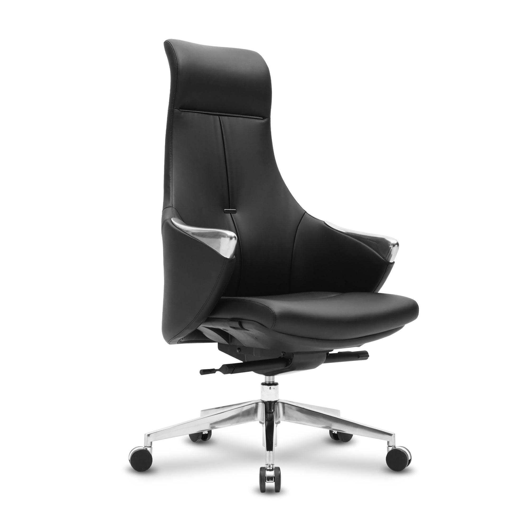 High Back Executive Chair, Ergonomic Leather Office Chair with Adjustable Height and Tilt Function and 360° Swivel Office Chair,Black - Bosonshop