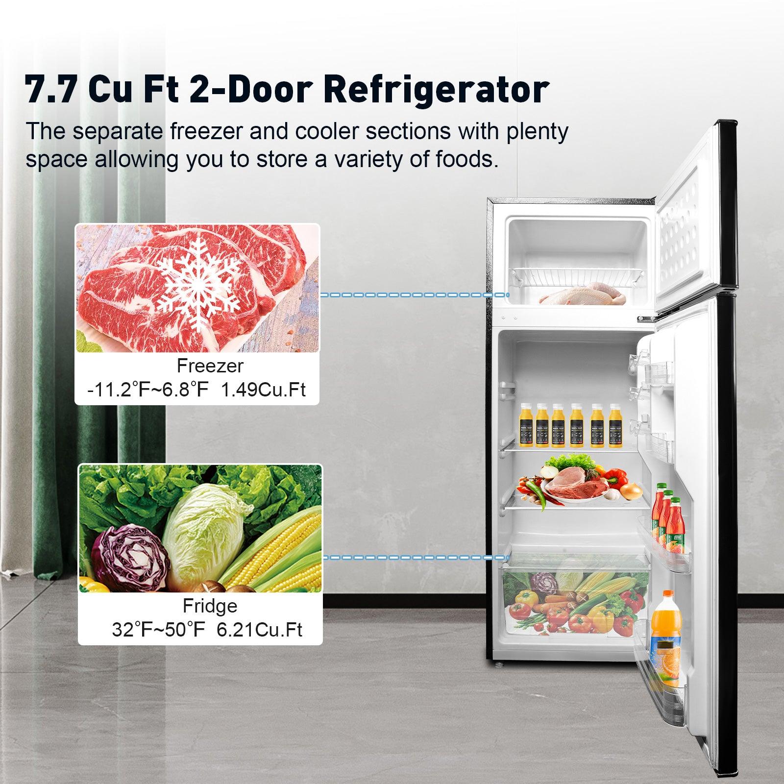 7.7 Cu Ft Mini Fridge with Freezer, Double Door Apartment Size Refrigerator for Bedroom Office or Dorm, Black - Bosonshop