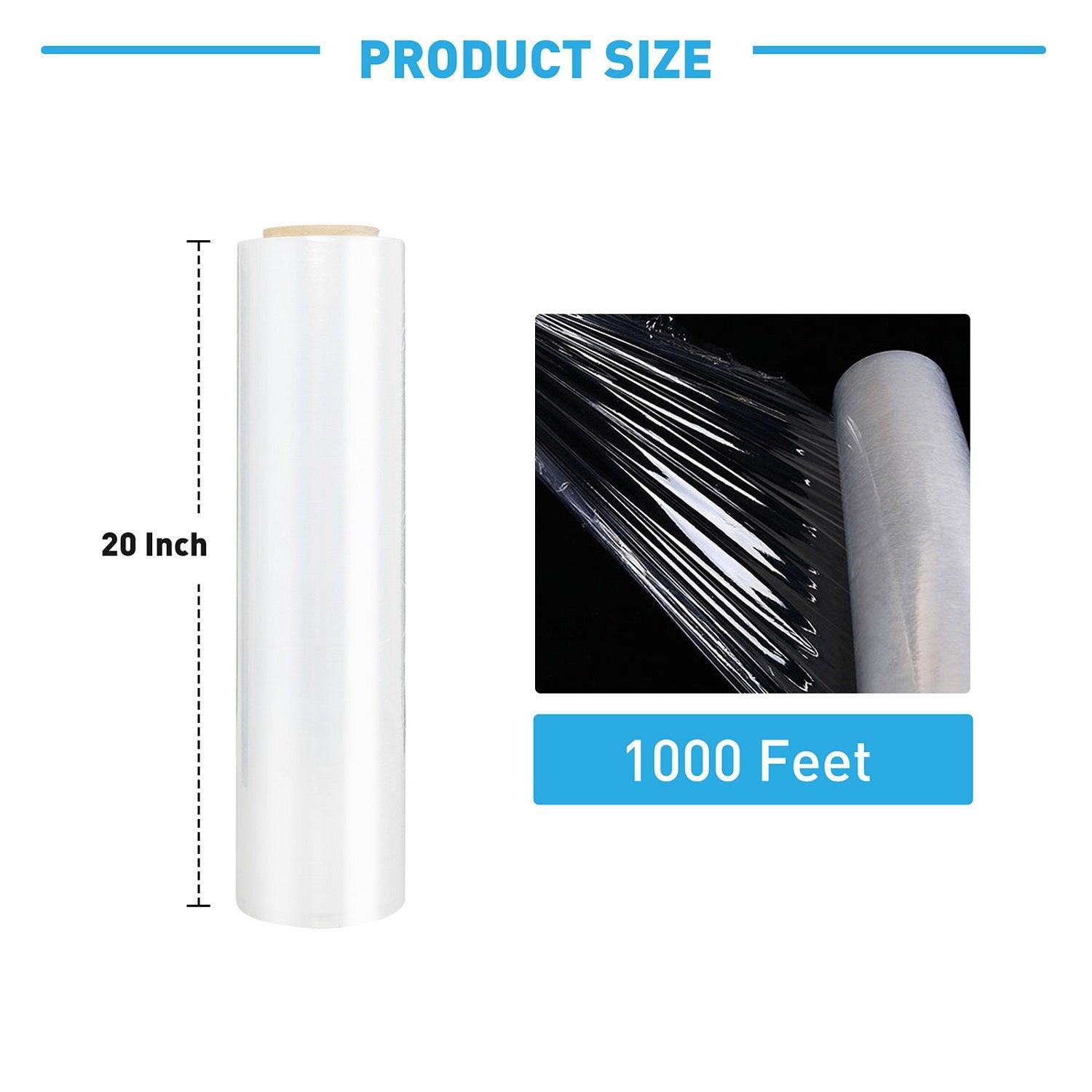 Stretch Film, 20 inches * 1000 Feet Shrink Film, Industrial Strength with Handles, for Handling, Four Rolls - Bosonshop