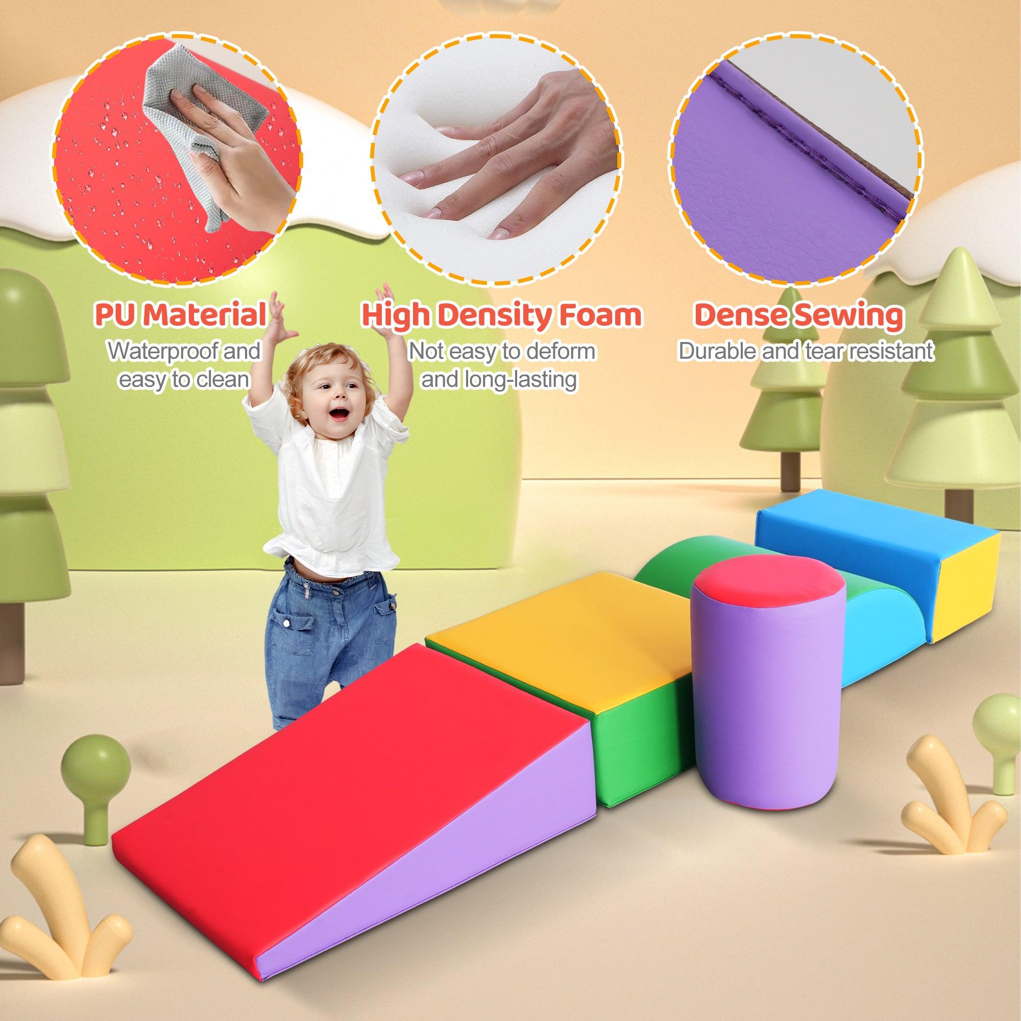 Toddler Climbing Toys 1-3, Toddler Climbing Toys Indoor Play Set, Safe Soft Foam Climbing Blocks, Indoor Activity Play Structures for Toddlers and Children's Homes, Preschool and Daycare, 5 Pieces - Bosonshop