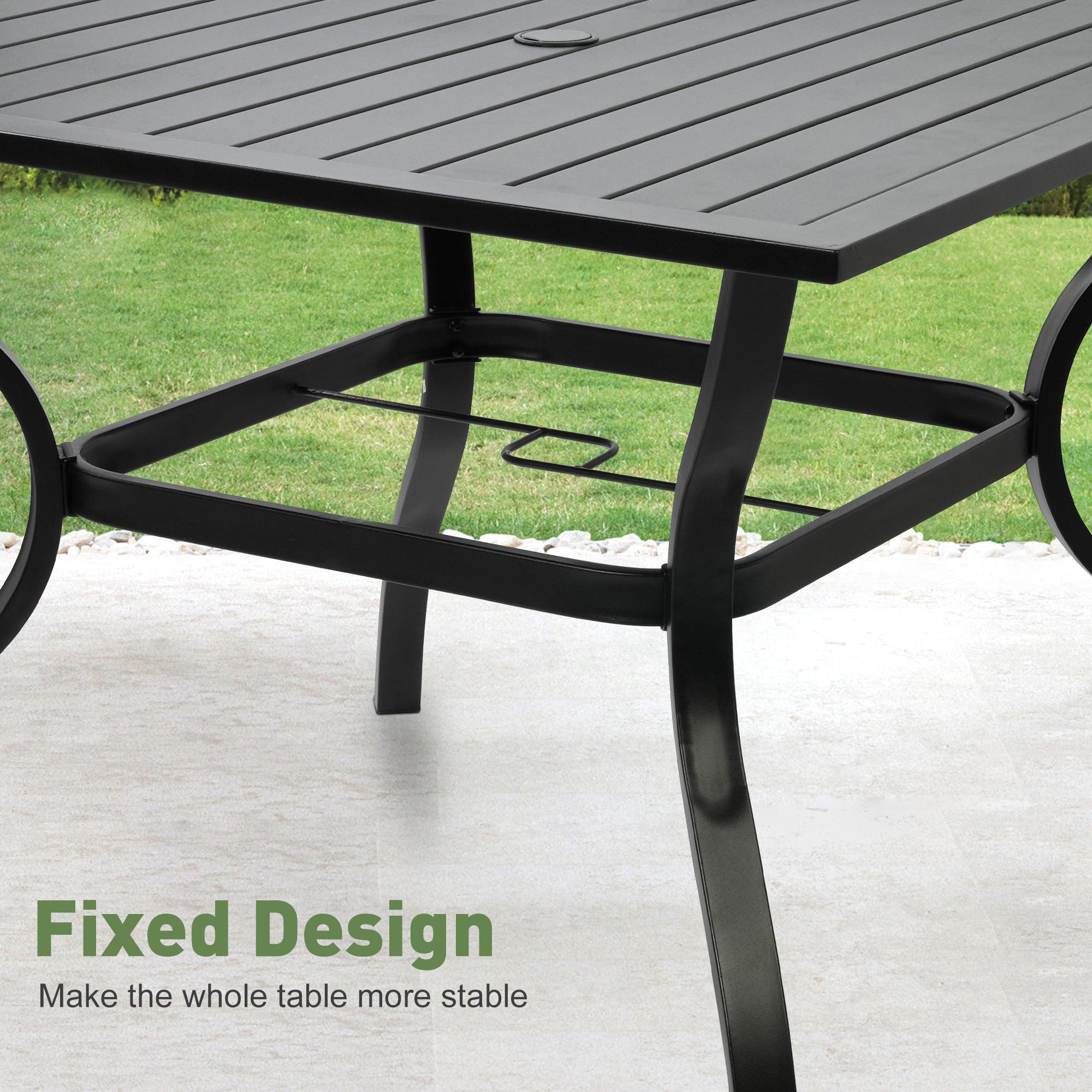 37" Patio Square Dining Table w/ 2.36" Umbrella Hole, Black - Bosonshop