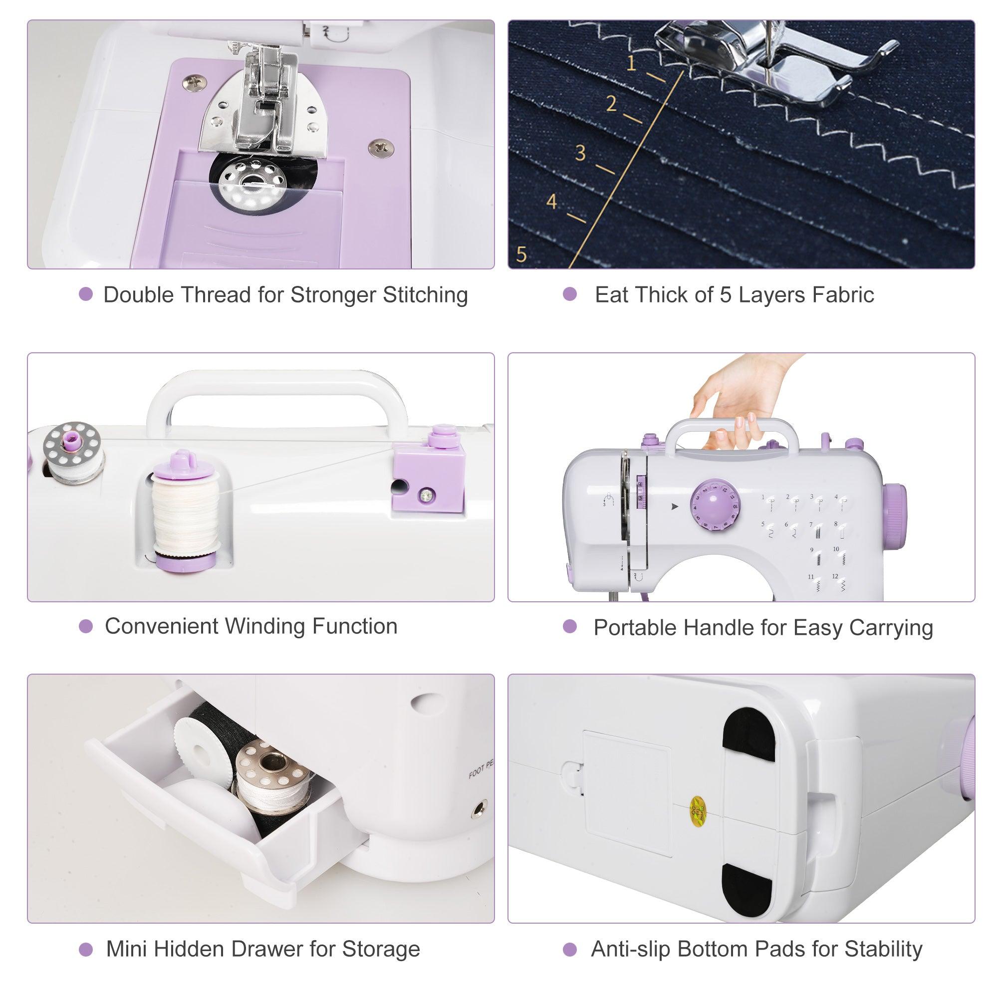 Beginner Two Speed Sewing Machine, Mini Sewing Machine Reverse Sewing, 12 Needles - Bosonshop