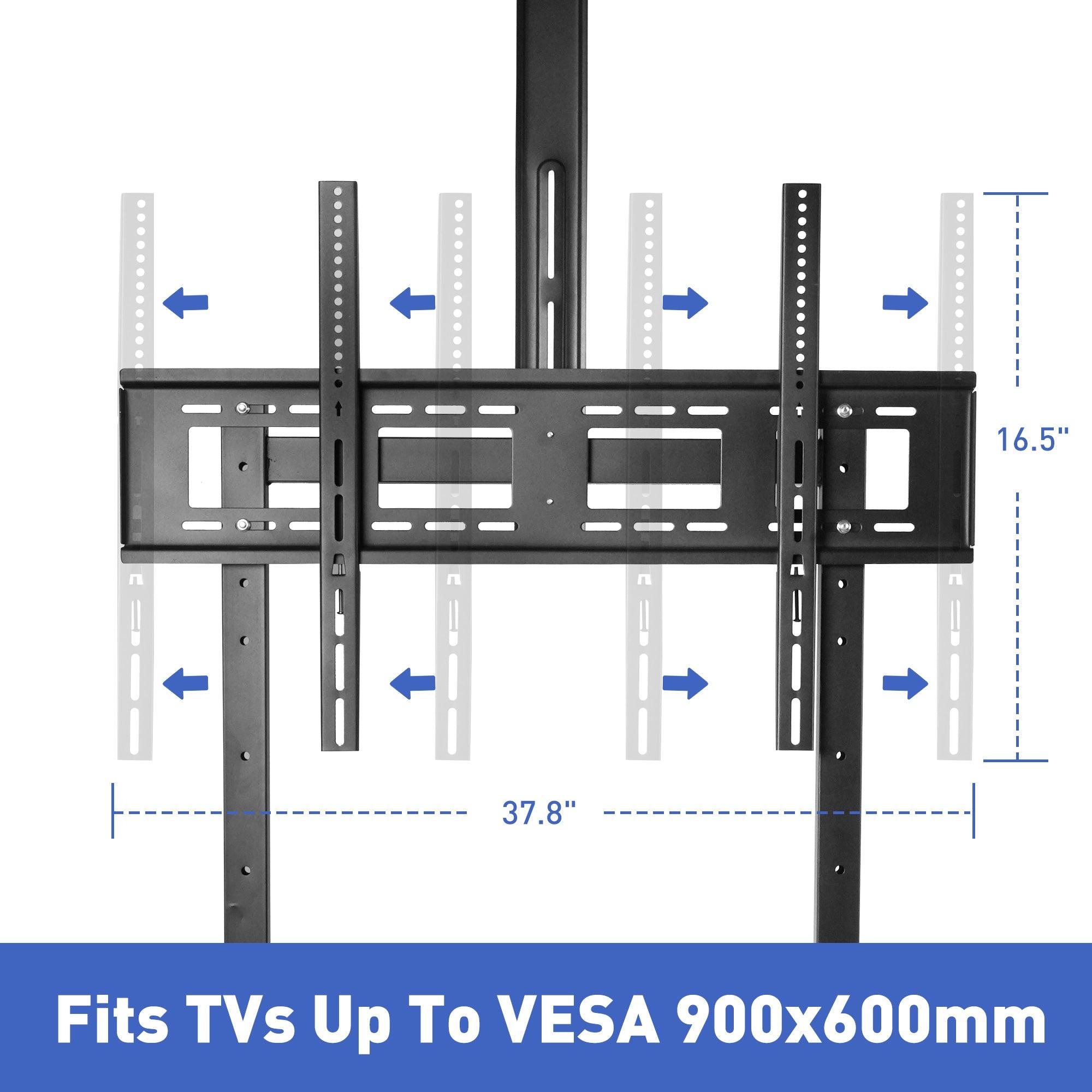 Mobile TV Stand with Wheels for 42-100 Inch Flat Screen TVs - Portable Tall TV Cart with Adjustable Height, Camera Shelf, Holds Up to 330lbs, Max VESA 900x600mm - Bosonshop