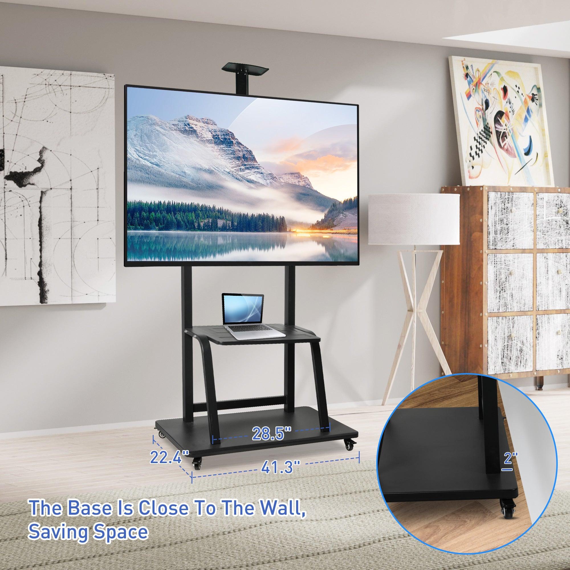 Mobile TV Stand with Wheels for 42-100 Inch Flat Screen TVs - Portable Tall TV Cart with Adjustable Height, Camera Shelf, Holds Up to 330lbs, Max VESA 900x600mm - Bosonshop