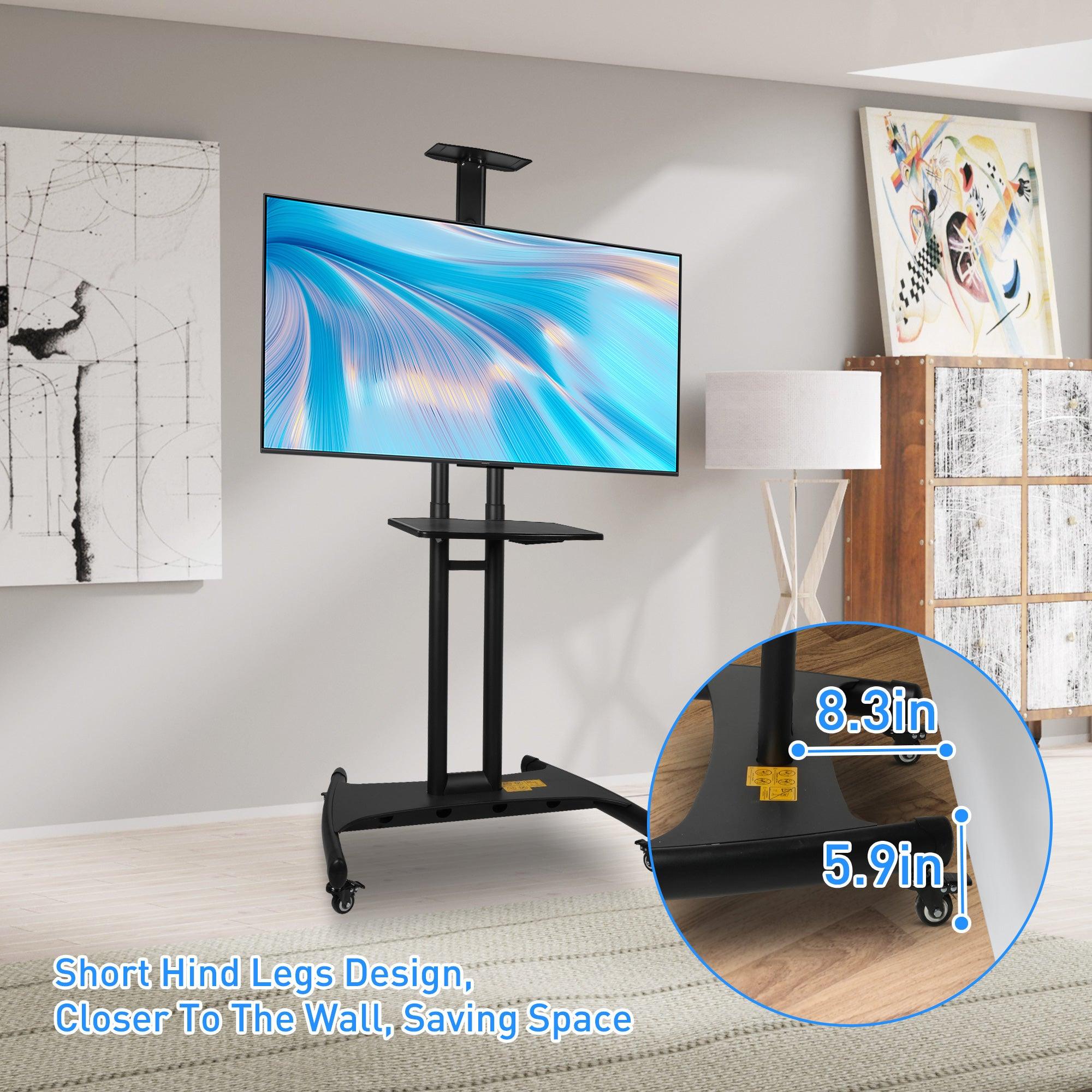 Portable Mobile TV Stand with Wheels for 32-70 Inch Flat Screen TVs - Tall TV Cart with Adjustable Height AV/Camera Shelf, Supports Up to 100lbs, Max VESA 600x400mm - Bosonshop