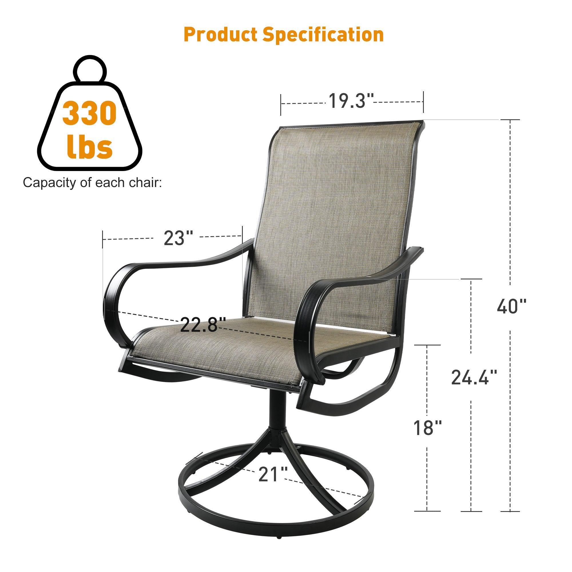 (Out of stock) Swivel Outdoor Dining Chairs Set of 2 Patio Textilene Mesh Fabric Chairs - Bosonshop