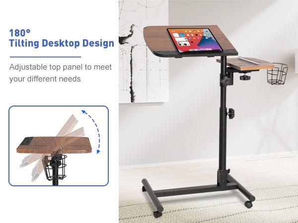 Versatile Mobile Laptop Cart: Height Adjustable Stand with Wheels, Cup Holder, and Lockable Wheels - Bosonshop