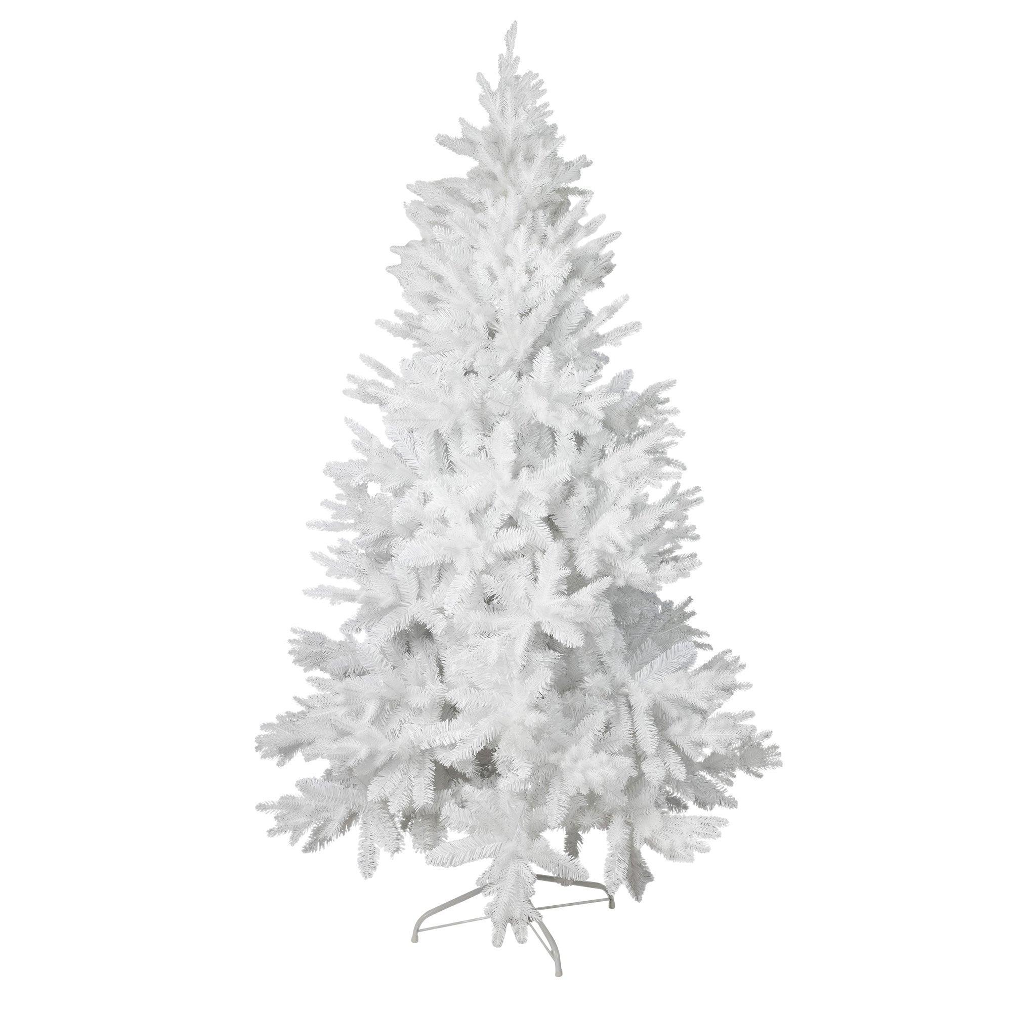 6.9' White Artificial Christmas Pine Tree Xmas Tree with 1150 Branch Tips Metal Stand - Bosonshop