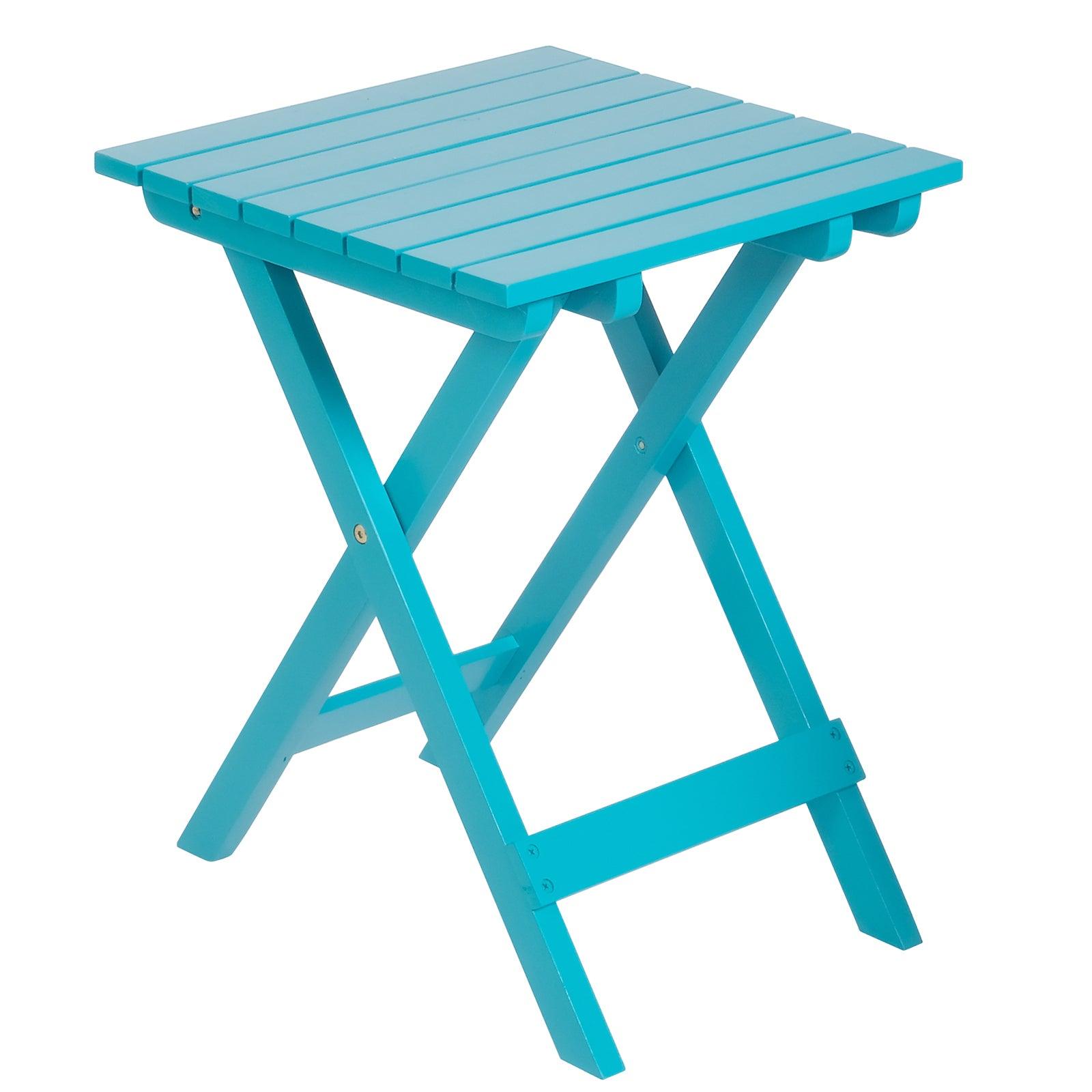 Outdoor Wooden Folding Square Side Table, Portable Lounge End Table, Blue - Bosonshop