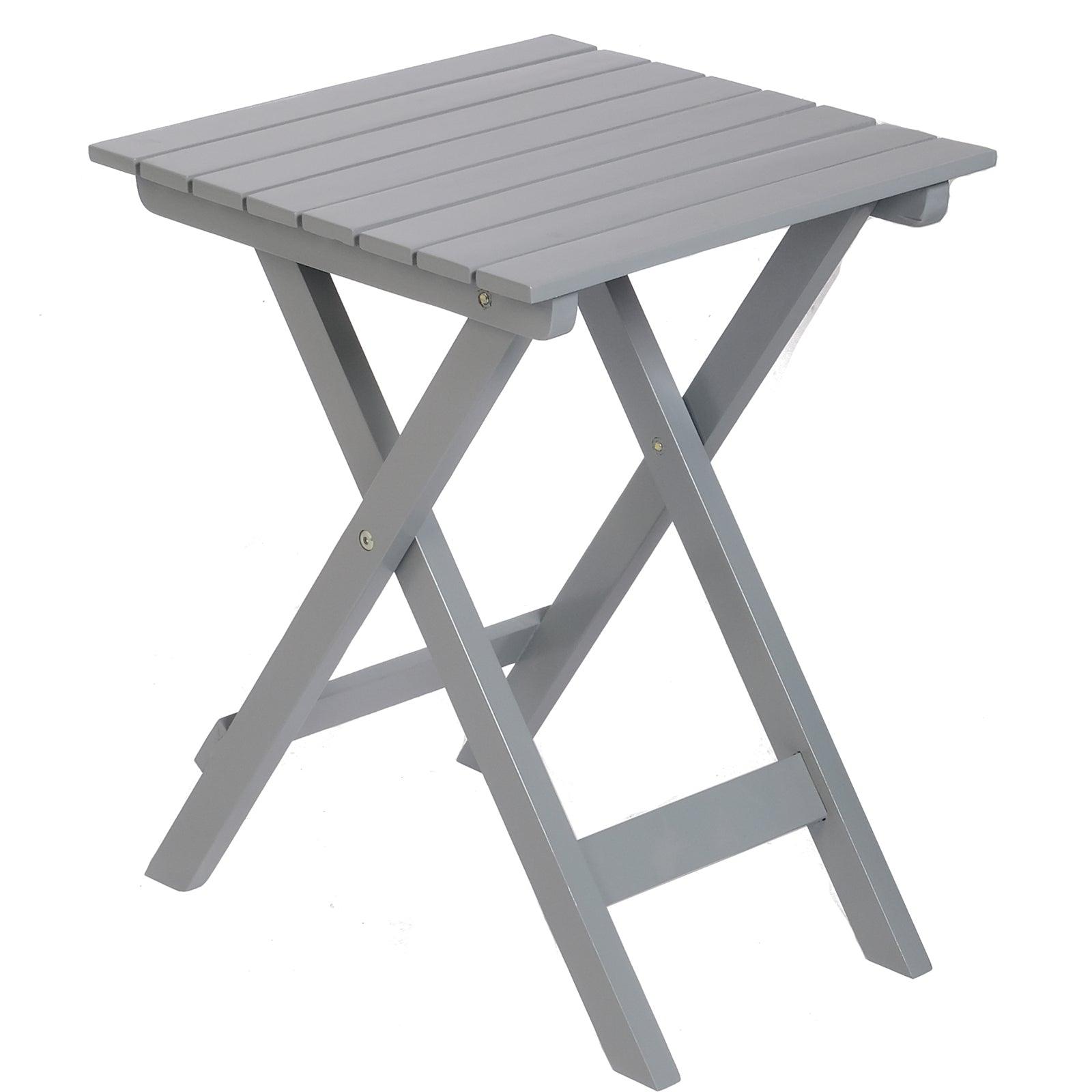 Outdoor Wooden Folding Square Side Table, Portable Lounge End Table, Grey - Bosonshop