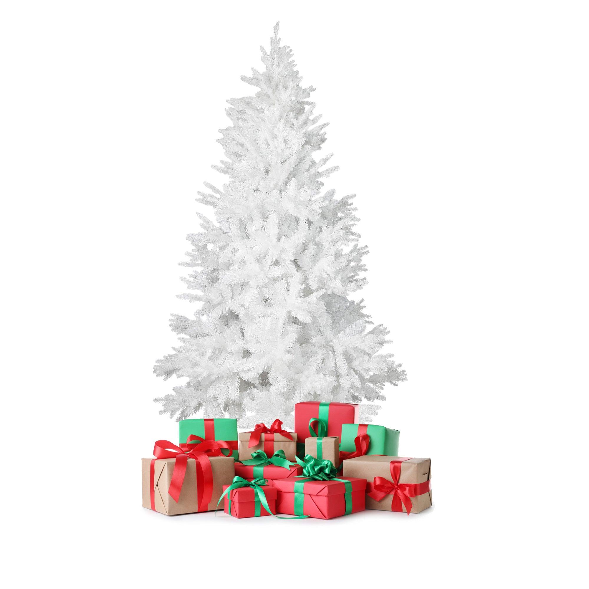 6.9' White Artificial Christmas Pine Tree Xmas Tree with 1150 Branch Tips Metal Stand - Bosonshop