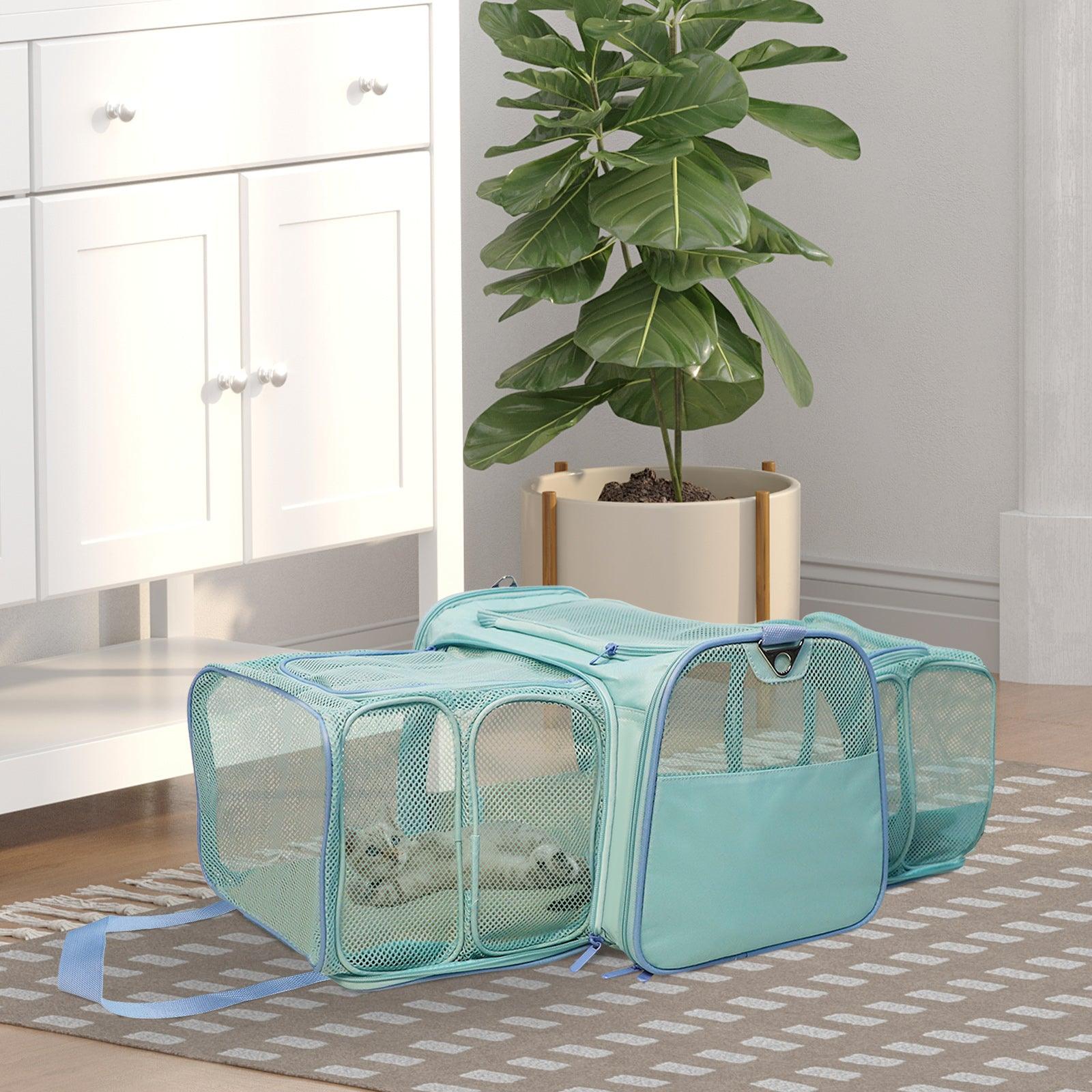 Cupets Double Expandable Airline Approved Soft Sided Pet Carrier, Mint Green - Bosonshop