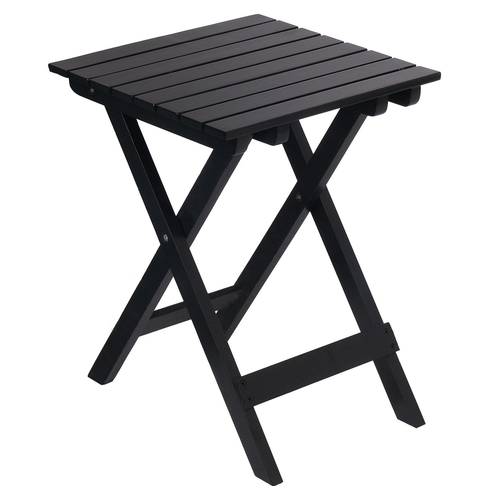 Outdoor Wooden Folding Square Side Table, Portable Lounge End Table, Black - Bosonshop