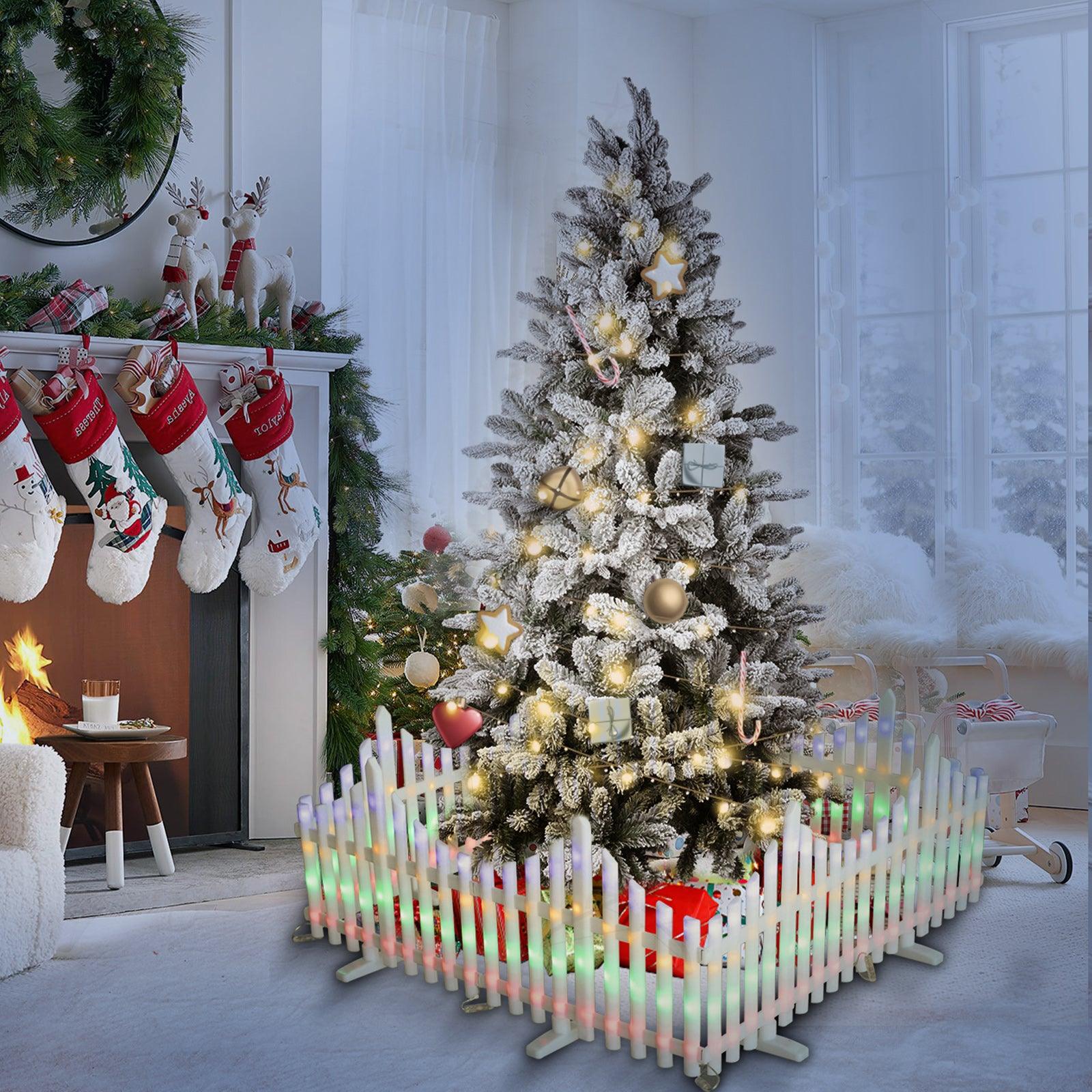 6.9' Artificial Christmas Pine Tree Snow Flocked Xmas Tree with 950 Branch Tips - Bosonshop