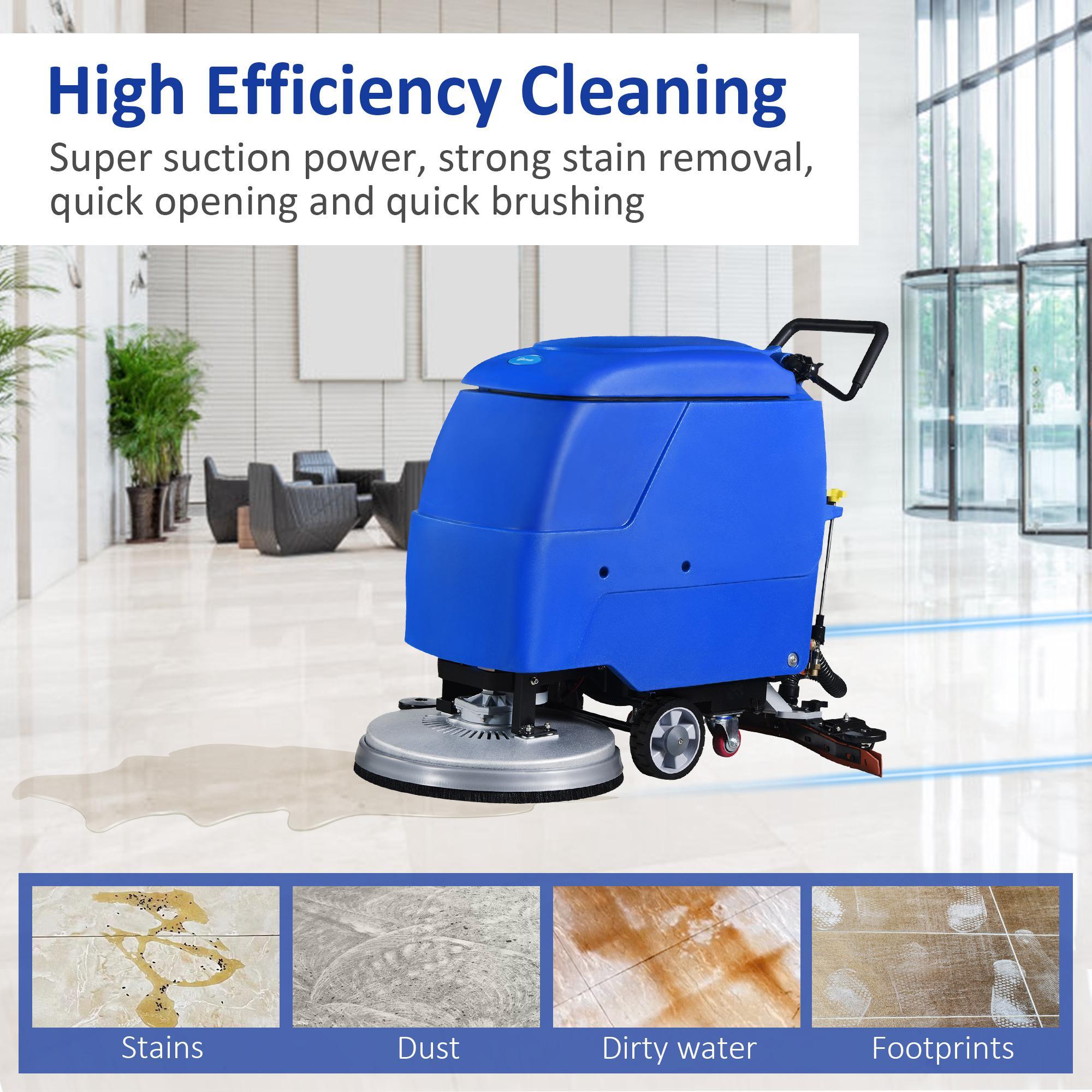 Walk-Behind Floor Scrubber with 20.8" Cleaning Path and 2 x 100Amh Batteries for Commercial, Home - Bosonshop