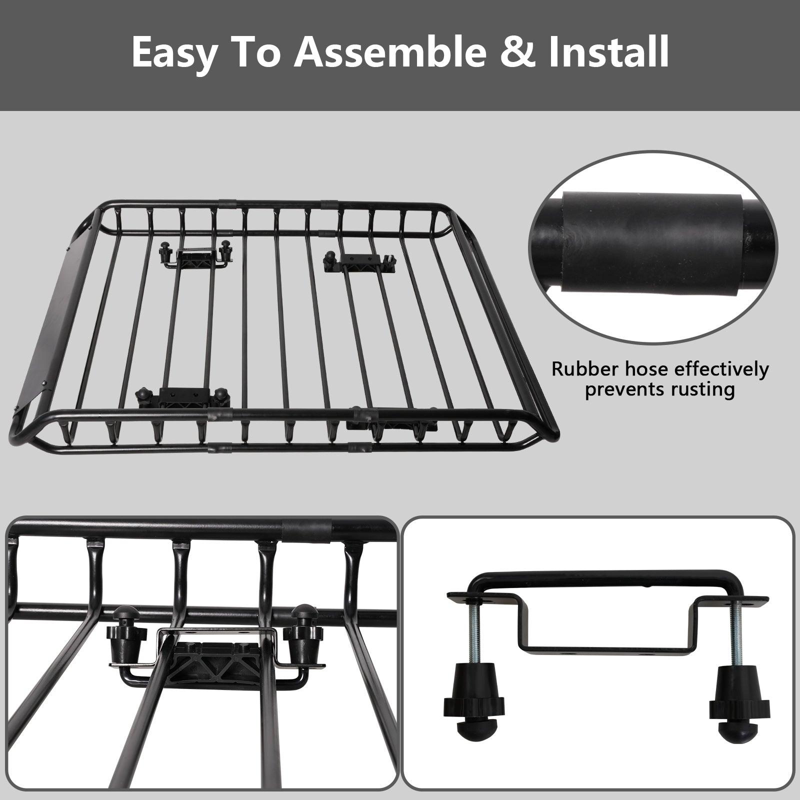 Universal Roof Rack Basket: 45 x 36 Inches Heavy-Duty Rooftop Cargo Rack, 150 lbs Cargo Carrier for SUV, Truck & Car - Black Luggage Holder - Bosonshop