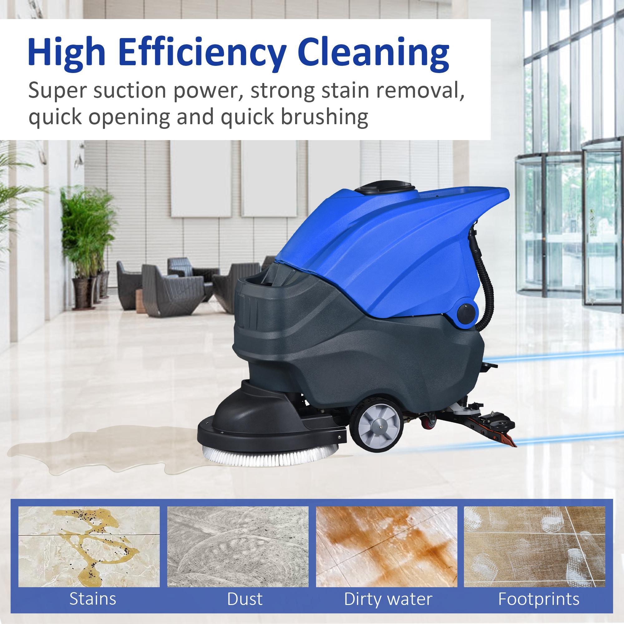 Walk-Behind Commercial Floor Scrubber with 20.8" Cleaning Path - Bosonshop