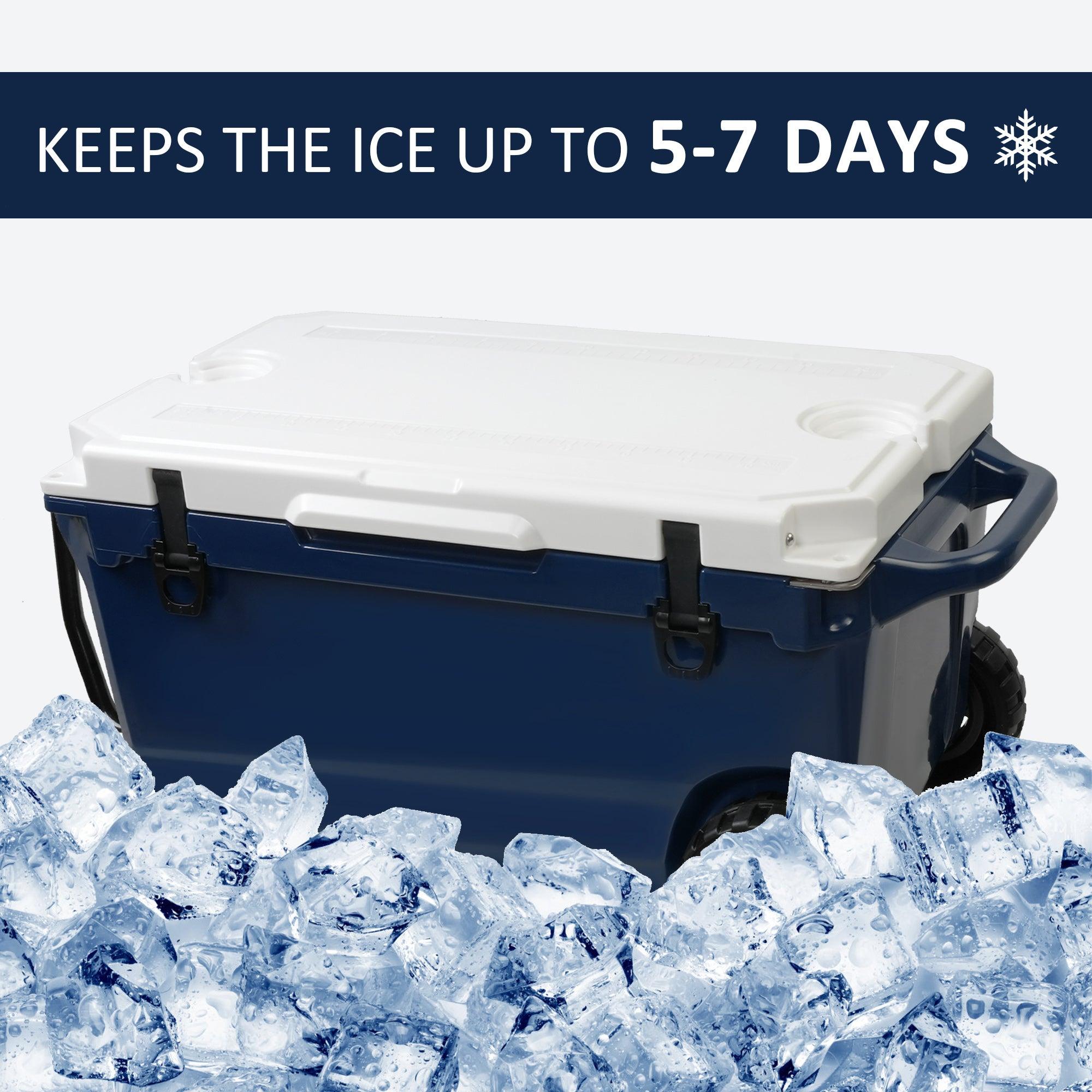 50 Qt Portable Car Refrigerator, Heavy Duty Hard Ice Freezer Cooler with Wheels and Handle - Bosonshop