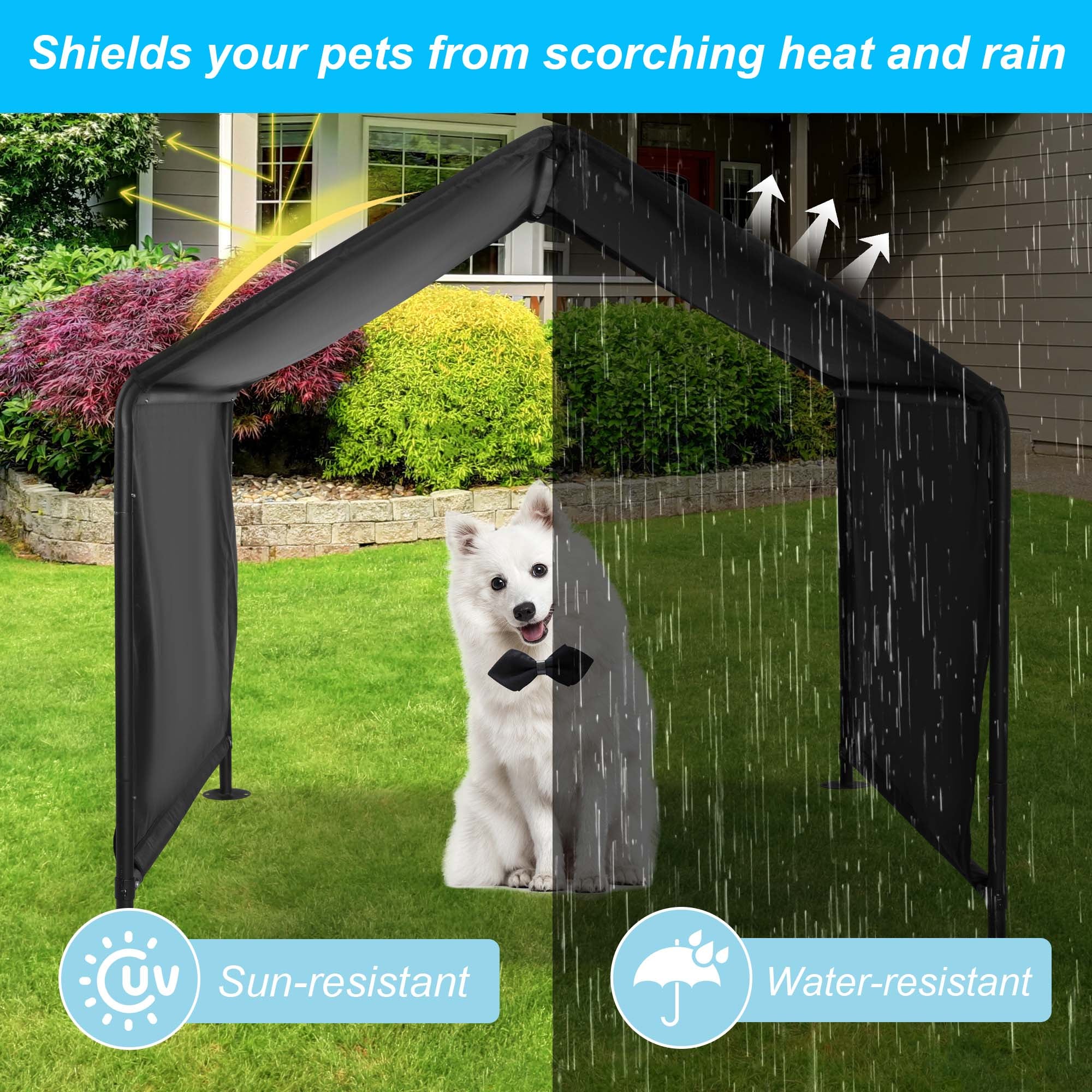 Dog Shade Shelter Outdoor Tent for Large Medium Dogs, Outside Sun Rain Canopy Pet House - Bosonshop