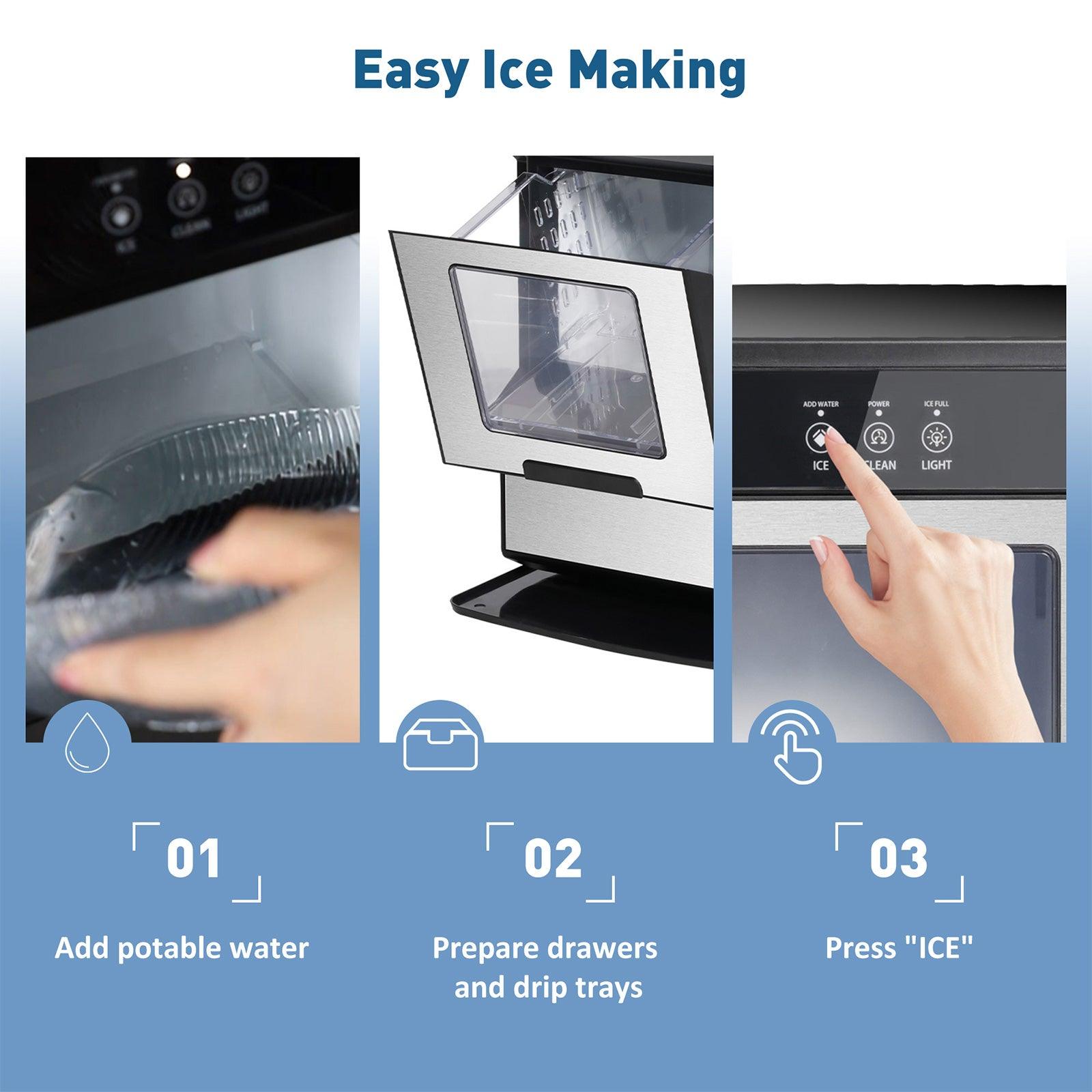 Countertop Nugget Ice Maker Machine 55lbs/24H with Self-Cleaning Function, Ice Scoop and Drip Tray - Bosonshop