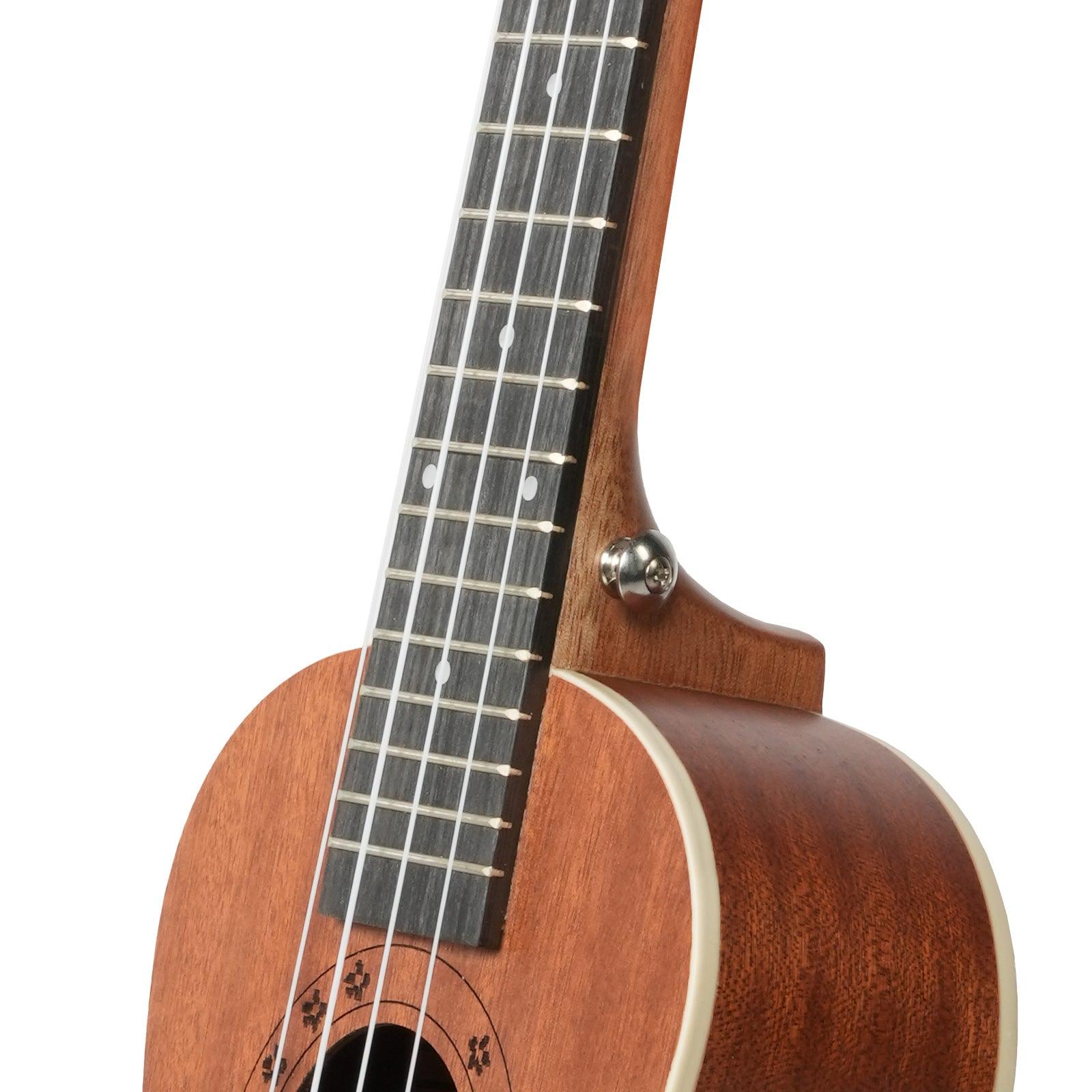 23-inch Mahogany Wood Ukulele, Wooden Electric Ukulele Starter for Adult Practice or Performance, with Tuner Tape and Full Accessories - Bosonshop