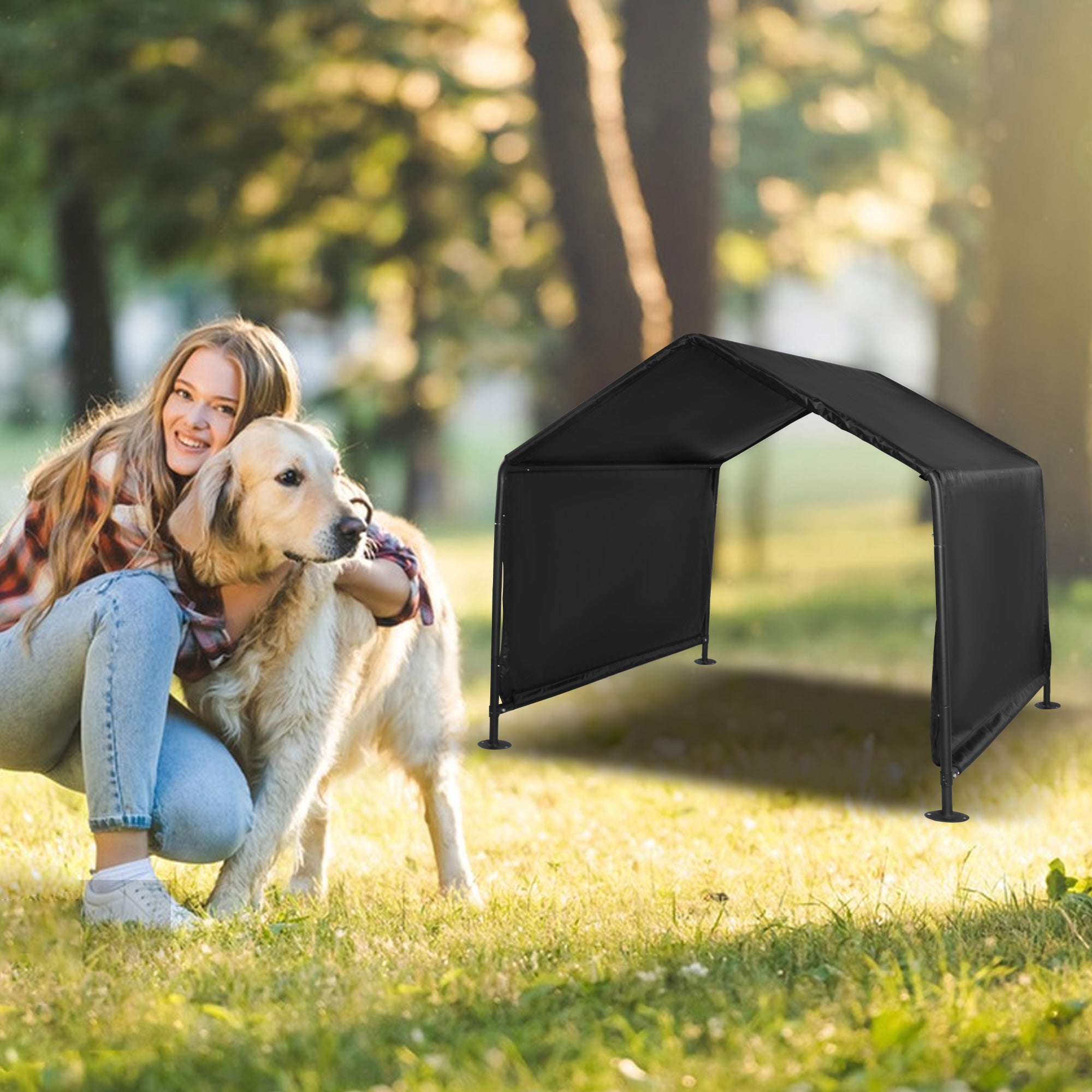 Dog Shade Shelter Outdoor Tent for Large Medium Dogs, Outside Sun Rain Canopy Pet House - Bosonshop