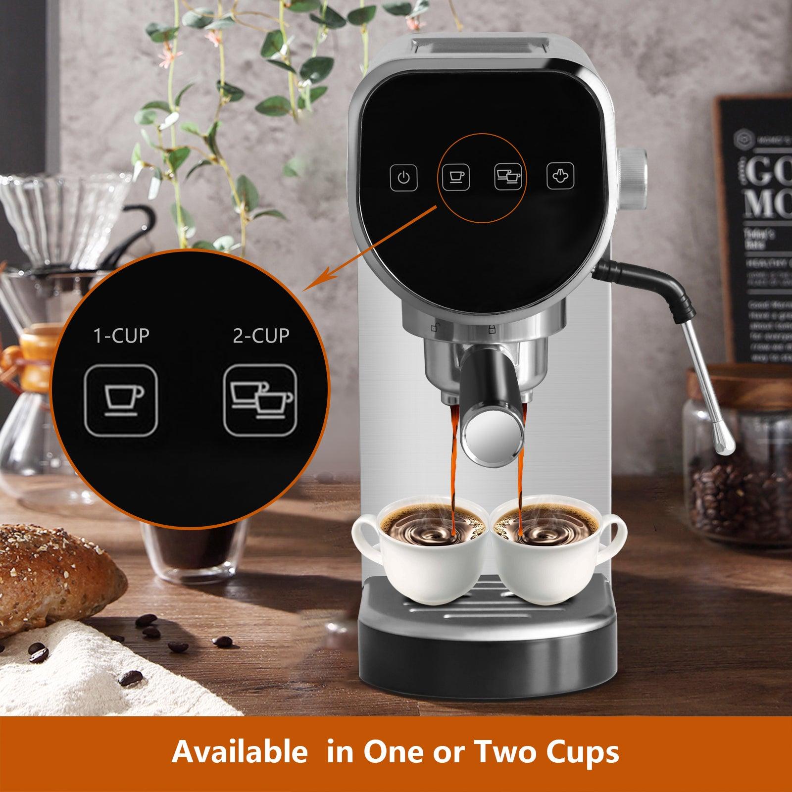 20 Bar Espresso Machine for Home with Milk Frother Wand, Coffee Maker with Digital Touch Screen - Bosonshop