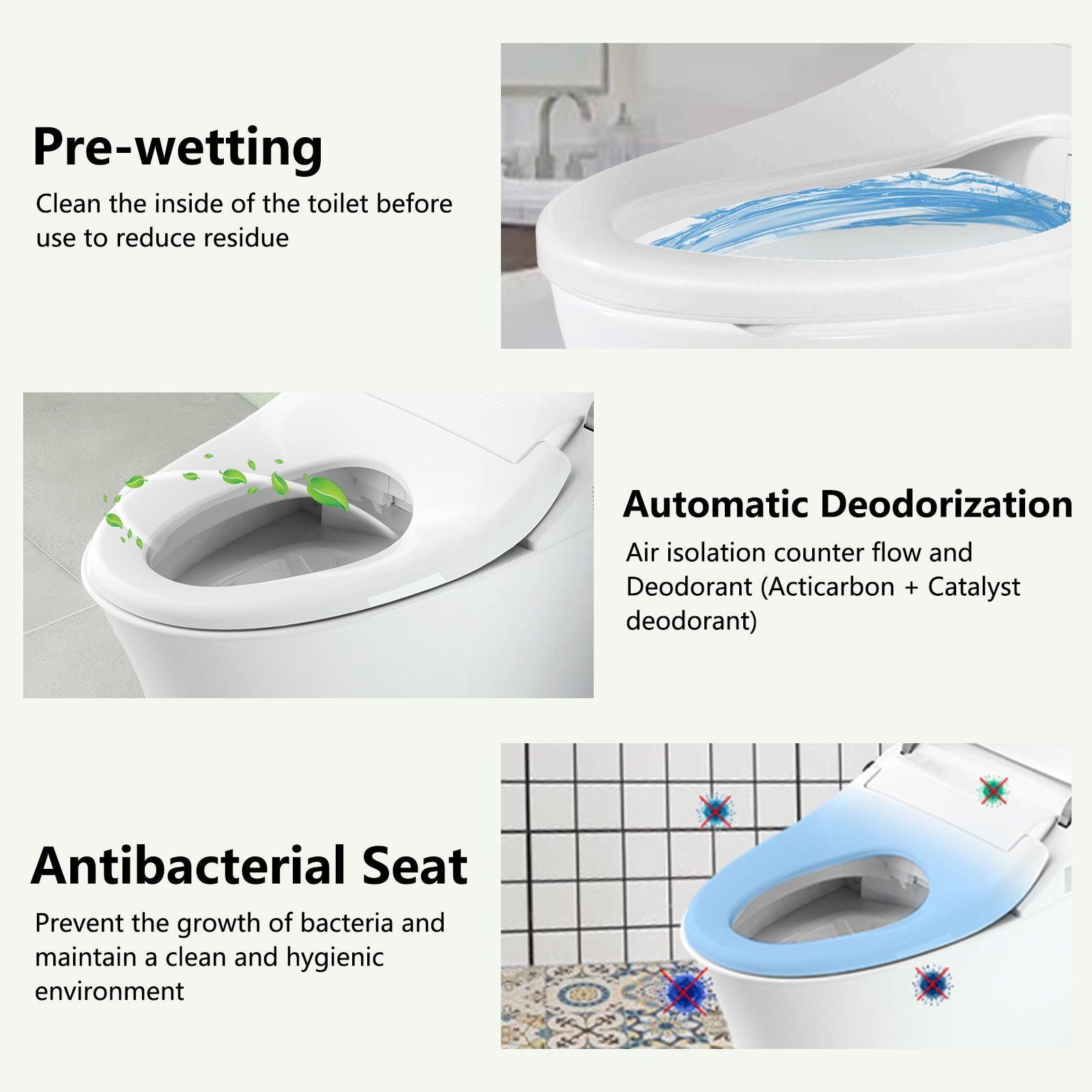 mart Toilet with Wireless Remote, Multiple Spray Modes, Heated Seat with Warm Water Sprayer and Dryer, Foot Sensor Modern Toilet Bidet Automatic Flush Toilet - Bosonshop