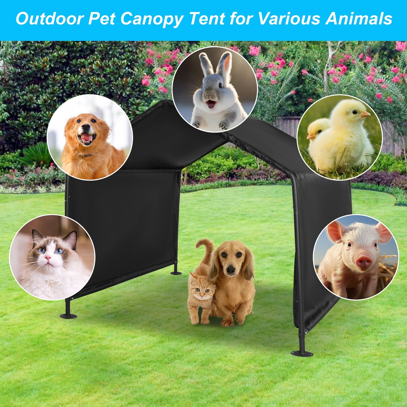 Dog Shade Shelter Outdoor Tent for Large Medium Dogs, Outside Sun Rain Canopy Pet House - Bosonshop