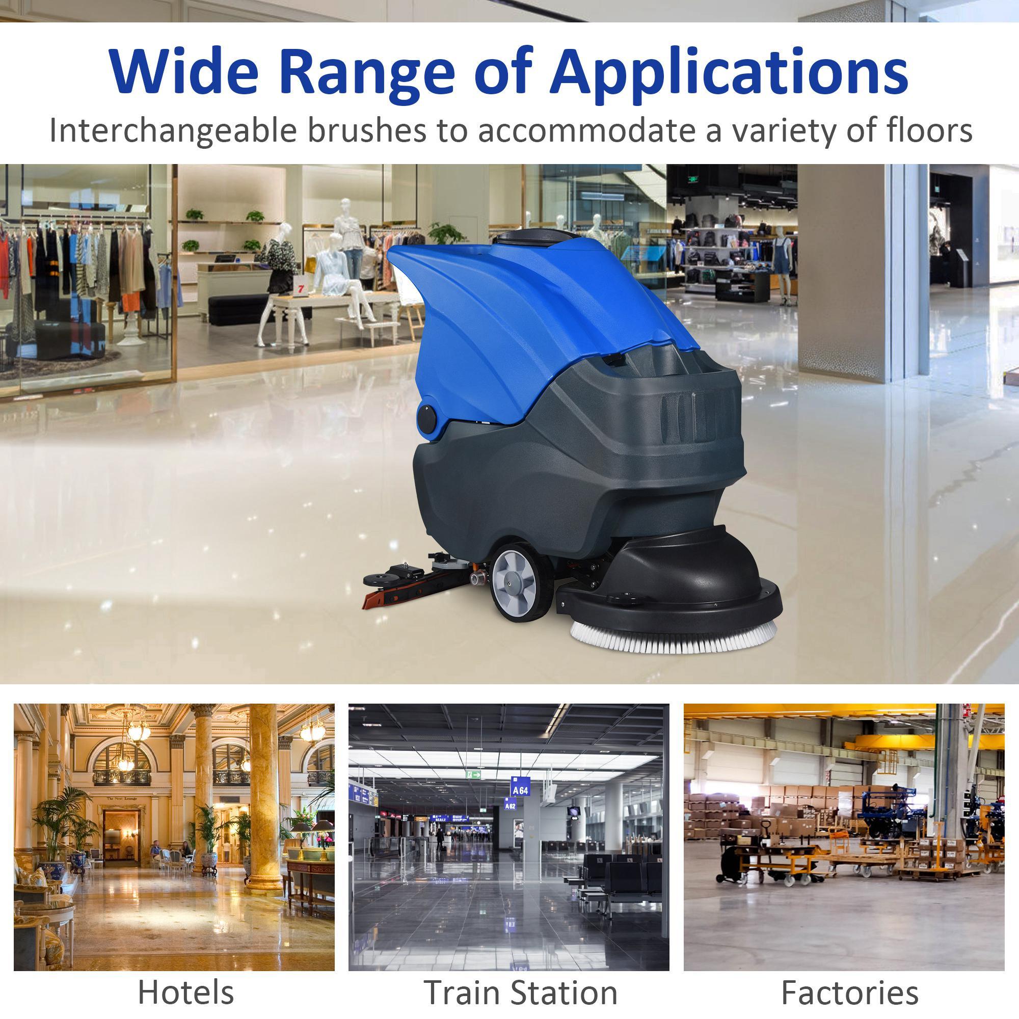 Walk-Behind Commercial Floor Scrubber with 20.8" Cleaning Path - Bosonshop