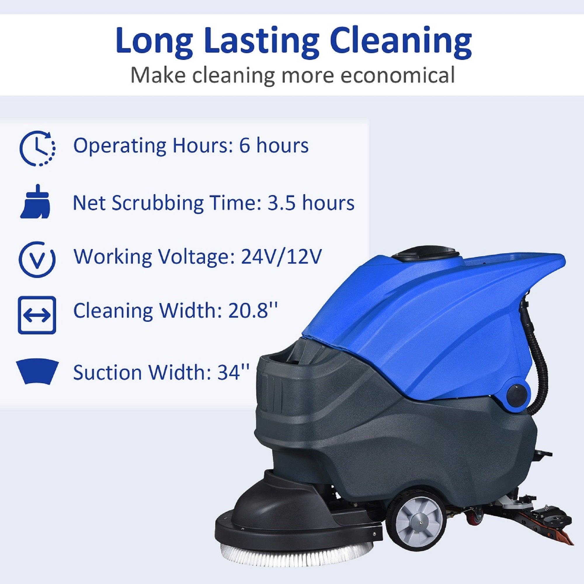 Walk-Behind Commercial Floor Scrubber with 20.8" Cleaning Path - Bosonshop