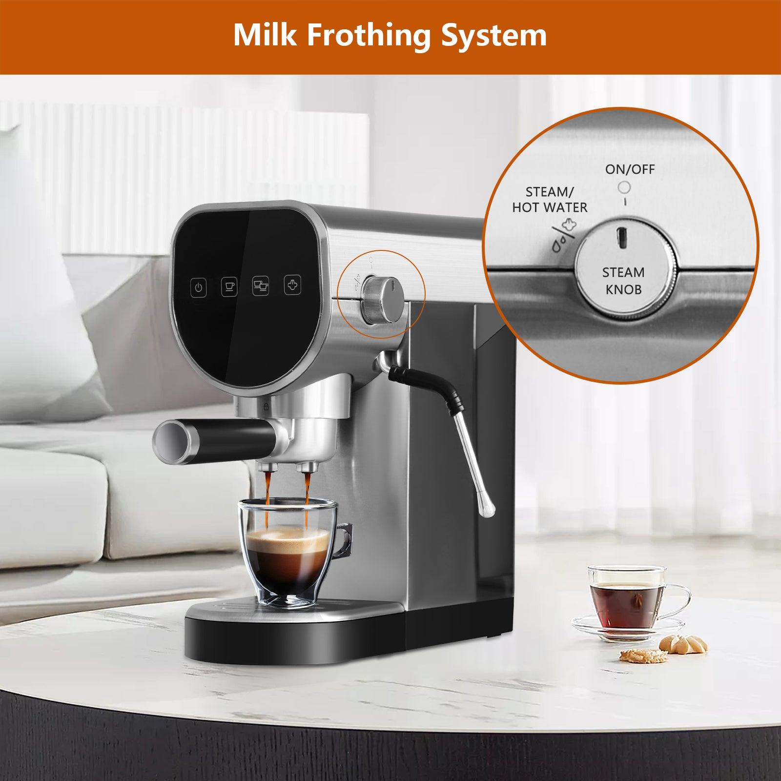 20 Bar Espresso Machine for Home with Milk Frother Wand, Coffee Maker with Digital Touch Screen - Bosonshop