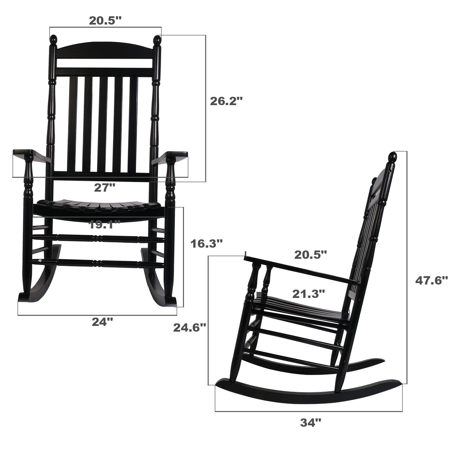 Set of 2 Outdoor Rocking Chairs, Outdoor Indoor Oversized Patio Rocker Chair High Back Rocker, Black - Bosonshop