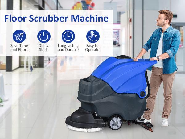 Walk-Behind Commercial Floor Scrubber with 20.8" Cleaning Path - Bosonshop