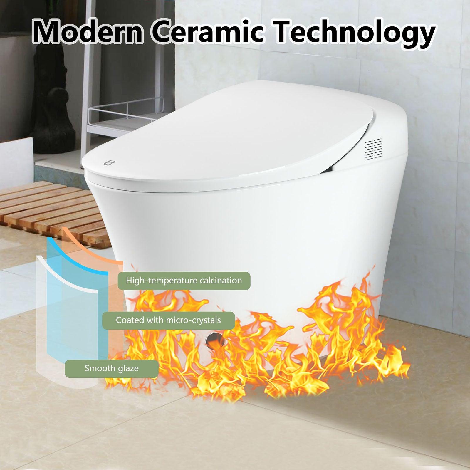 mart Toilet with Wireless Remote, Multiple Spray Modes, Heated Seat with Warm Water Sprayer and Dryer, Foot Sensor Modern Toilet Bidet Automatic Flush Toilet - Bosonshop