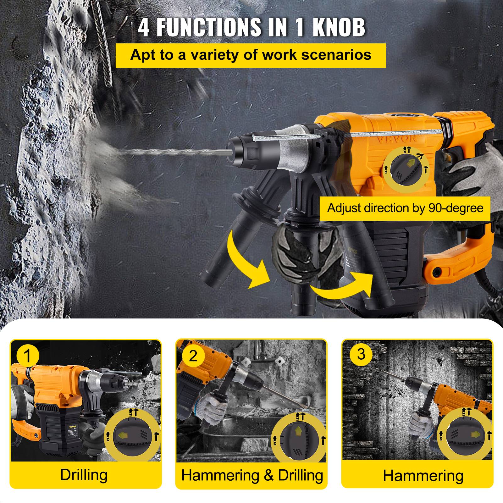 (Out of Stock) 13 AMP Electric Rotary Hammer SDS Plus Demolition Jackhammer Breaker 3 in1 Electric Wood Concrete Perforator - Bosonshop