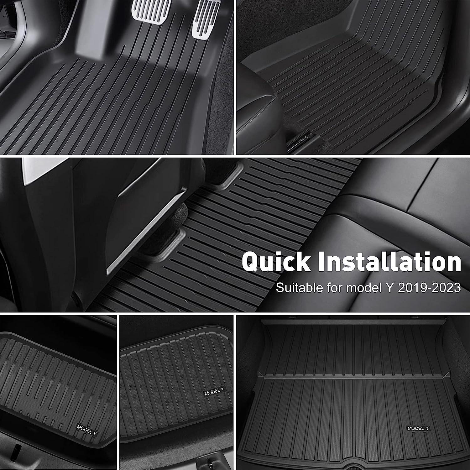 Tesla Model Y Waterproof Anti-Slip Set of 6 TP Floor Mats 2019 2020 2021 2022 2023 Accessories Fit for Front Rear Cargo Liner Set - Bosonshop