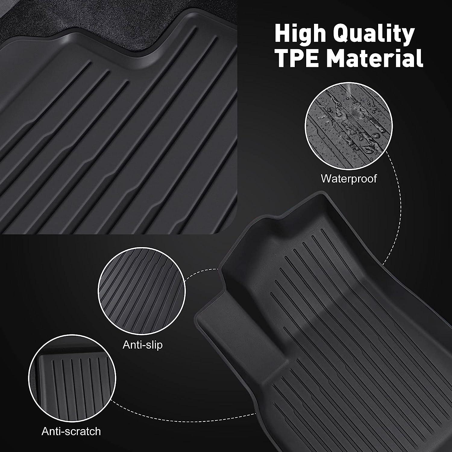 Tesla Model Y Waterproof Anti-Slip Set of 6 TP Floor Mats 2019 2020 2021 2022 2023 Accessories Fit for Front Rear Cargo Liner Set - Bosonshop