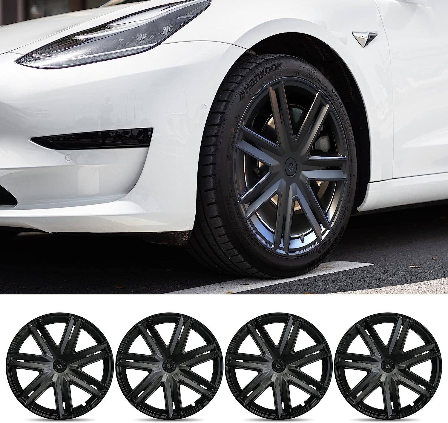 19 Inch Wheel Cover Wheel Hubcaps Fit for 2019-2023 Tesla Model Y, Set of 4 Hub Caps Rim Protector Replacement Kit Exterior Accessories - Bosonshop