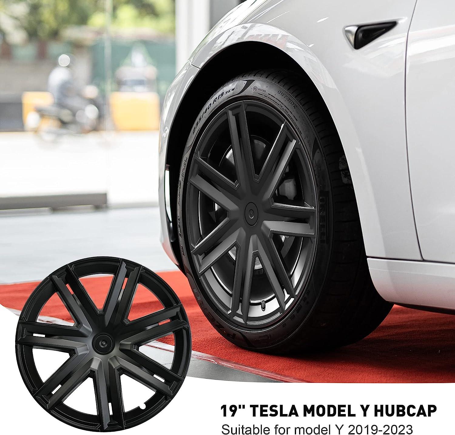 19 Inch Wheel Cover Wheel Hubcaps Fit for 2019-2023 Tesla Model Y, Set of 4 Hub Caps Rim Protector Replacement Kit Exterior Accessories - Bosonshop