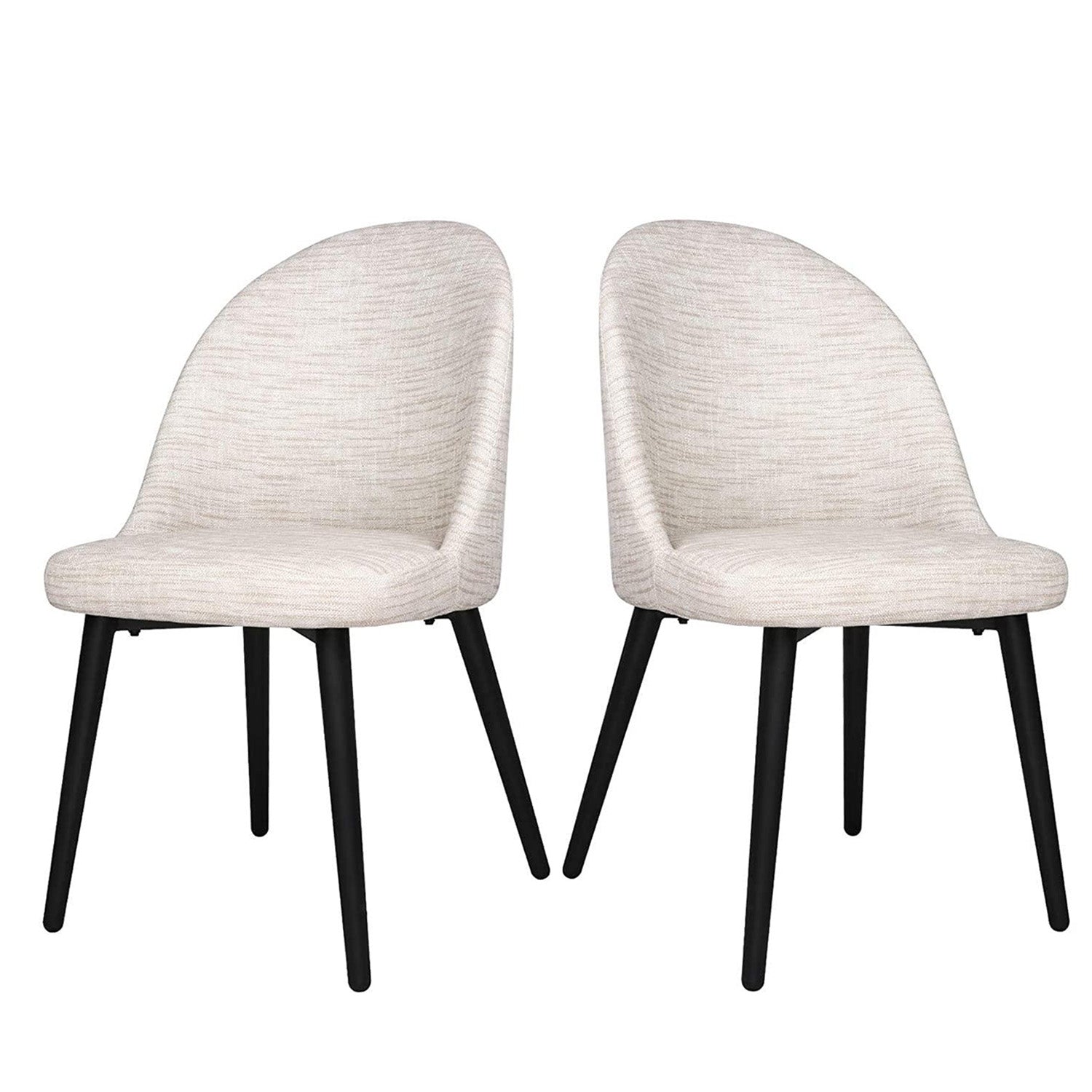 Classic Dining Chair Set of 2, Modern Family Leisure Chair with Steel Legs, PU Leather Mid Back Side Chair, White - Bosonshop