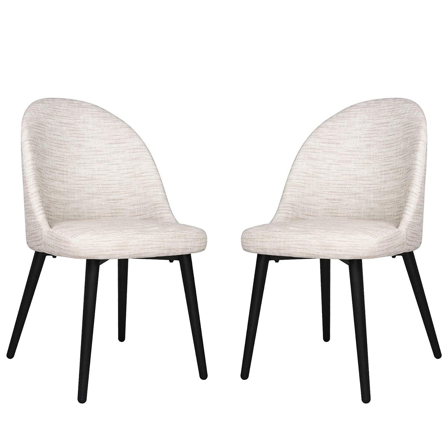 Classic Dining Chair Set of 2, Modern Family Leisure Chair with Steel Legs, PU Leather Mid Back Side Chair, White - Bosonshop