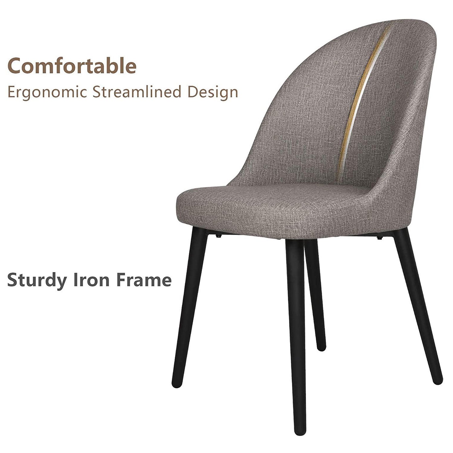 Classic Dining Chair Set of 2, Modern Family Leisure Chair with Steel Legs, PU Leather Mid Back Side Chair, Grey - Bosonshop