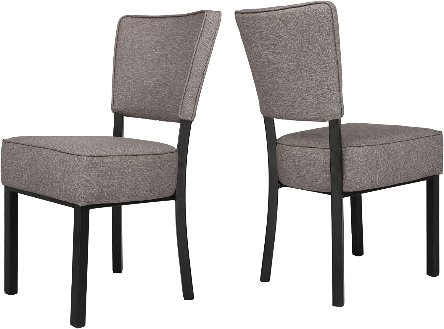 Classic Dining Chair Set of 2, Modern Style Family Leisure Chair with Stainless Steel Legs, PU Leather Mid Back Side Chair, Gray - Bosonshop