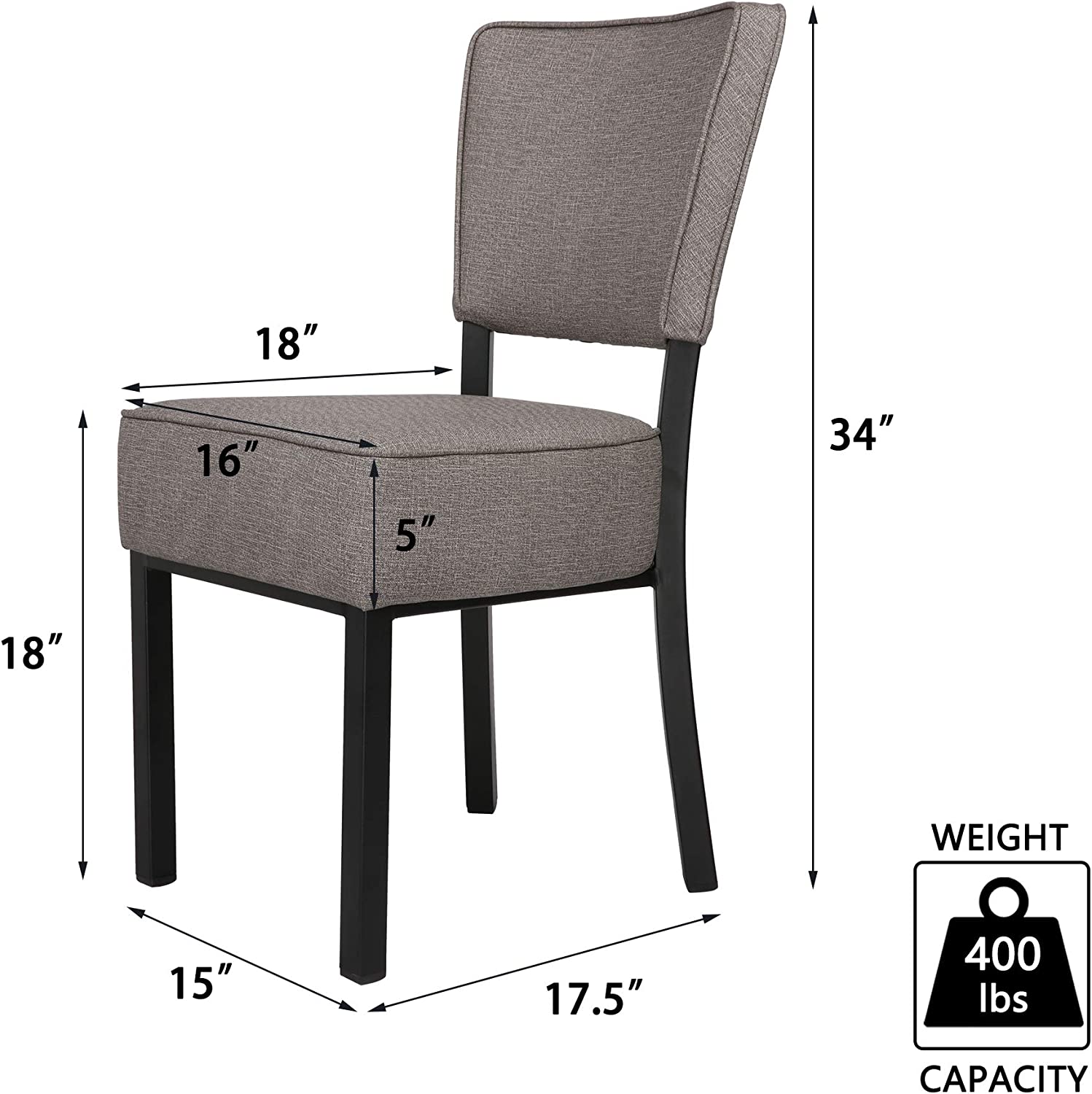 Classic Dining Chair Set of 2, Modern Style Family Leisure Chair with Stainless Steel Legs, PU Leather Mid Back Side Chair, Gray - Bosonshop