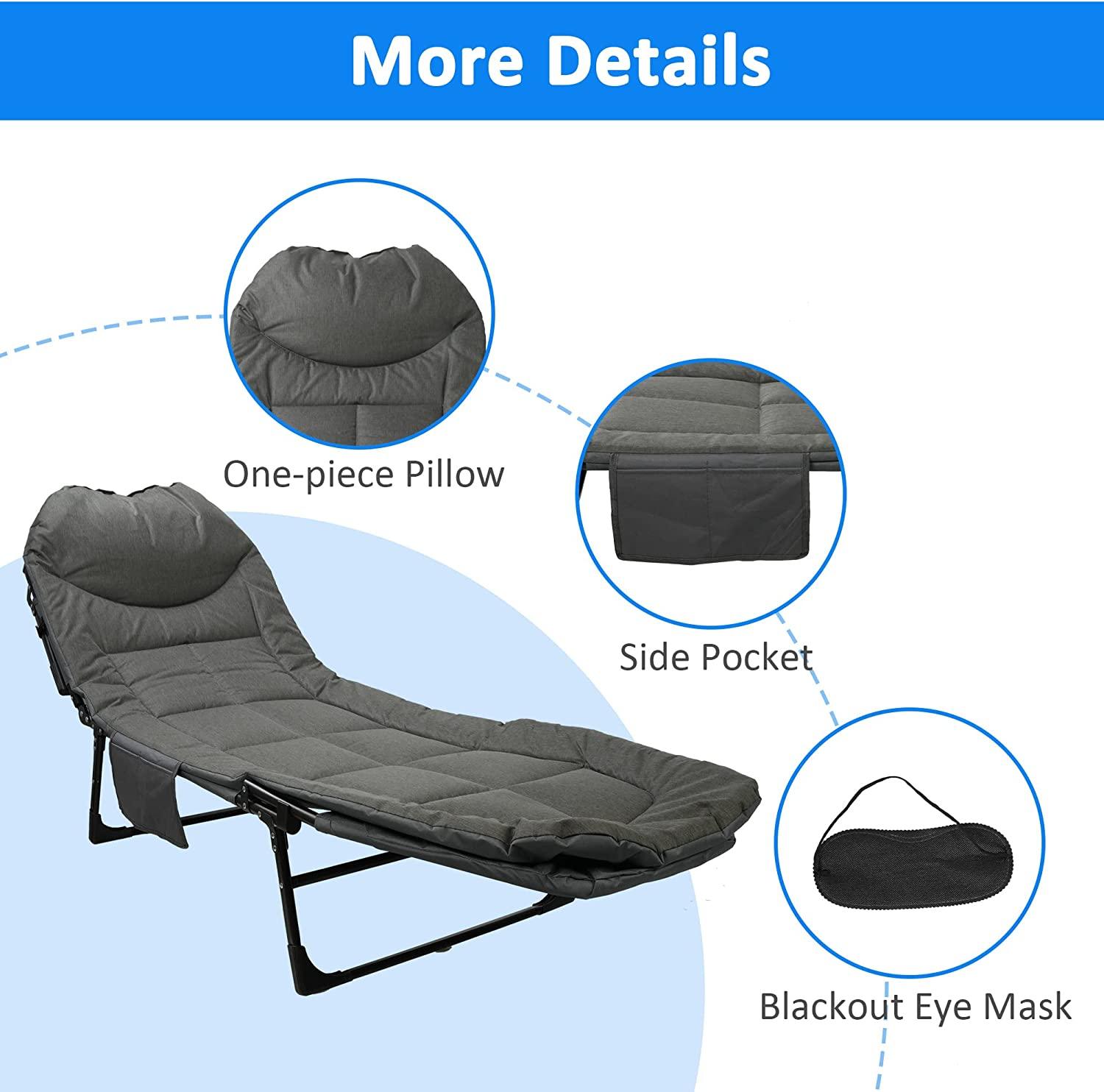 Portable Folding Camping Cot, Adjustable Backrest Outdoor Lounge Chair Sleeping Cots - Bosonshop